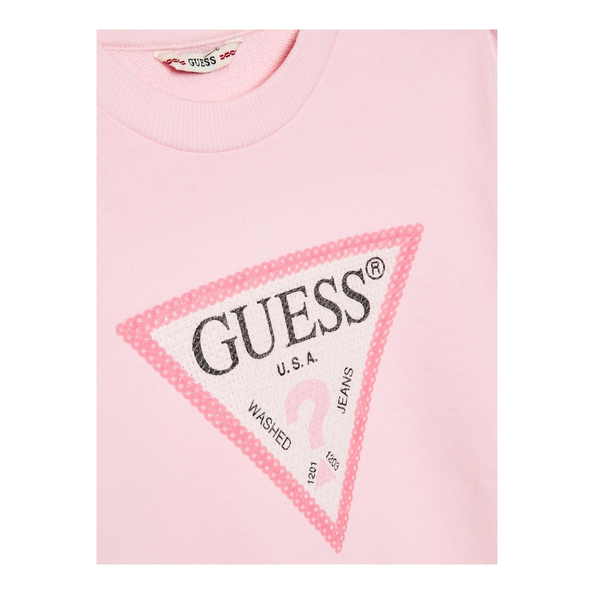 GUESS abito girocollo tinta unita con logo Rosa per Bambina K3YK25KA6R3 ROSA GUESS
