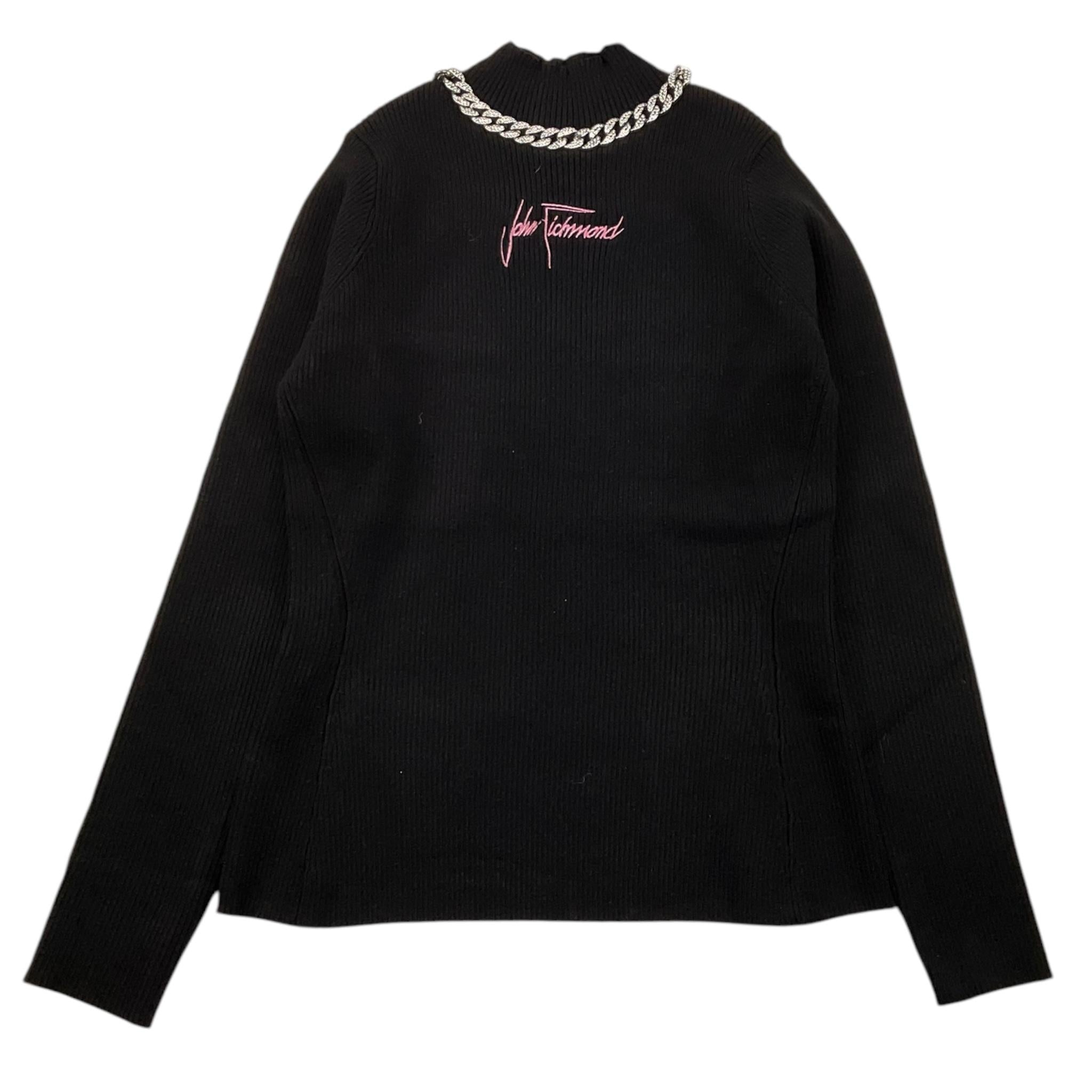 JOHN RICHMOND maglia mezza collo tinta unita con applicazioni Nero per Bambina RGA24080MA NERO JOHN RICHMOND