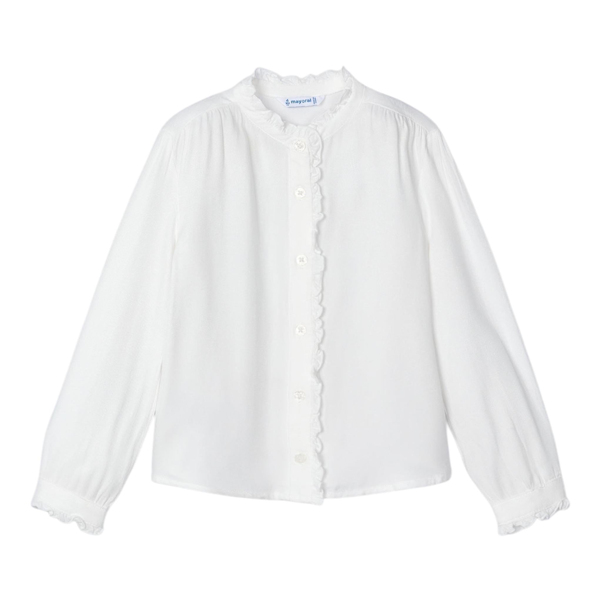 MAYORAL camicia manica lunga tinta unita con rouches Bianco per Bambina 4105 BIANCO MAYORAL