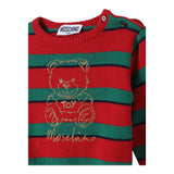 MOSCHINO maglia girocollo fantasia a righe con ricamo orso Rosso/verde per Neonato MXW00JX ROSSO/VERDE MOSCHINO