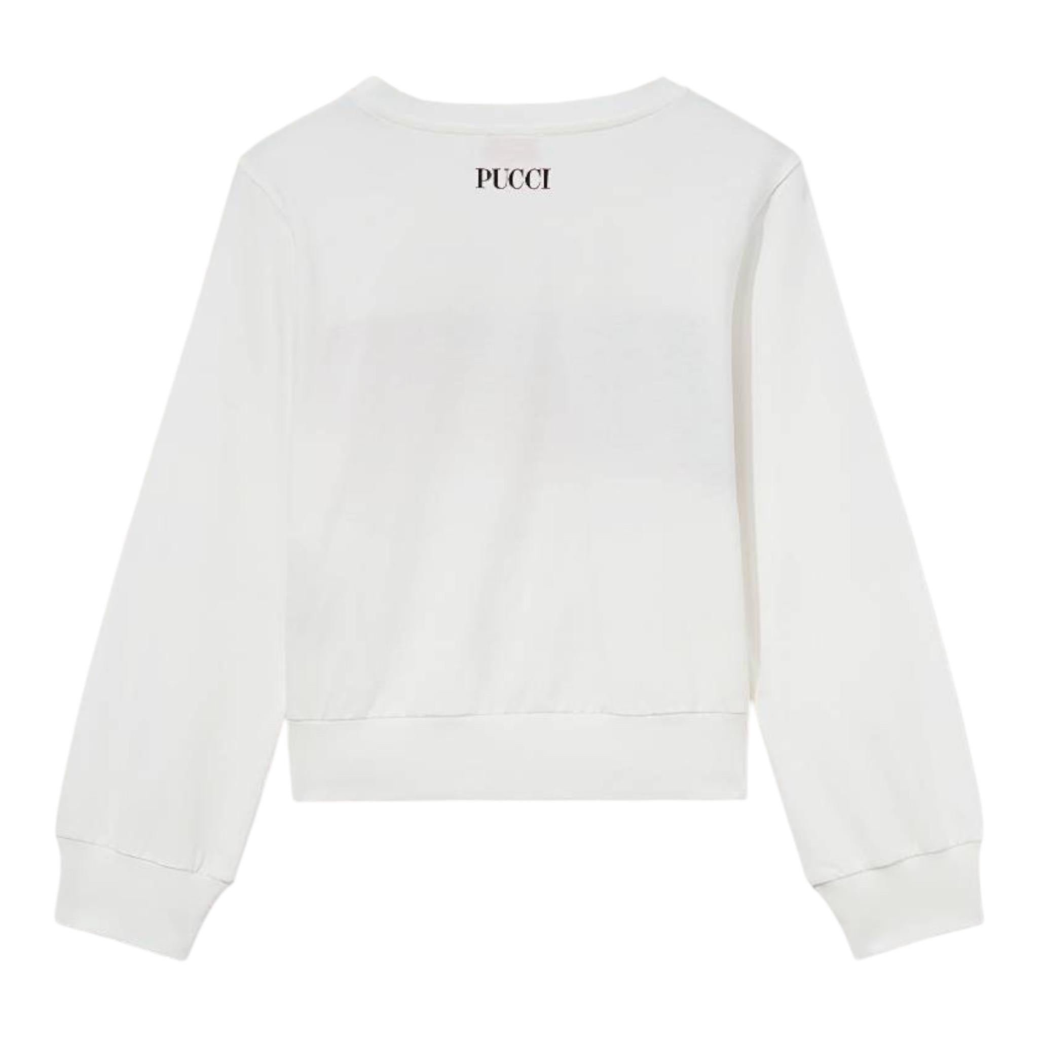 EMILIO PUCCI shirt girocollo tinta unita con stampa in contrasto Bianco per Bambina PU8A40 BIANCO EMILIO PUCCI