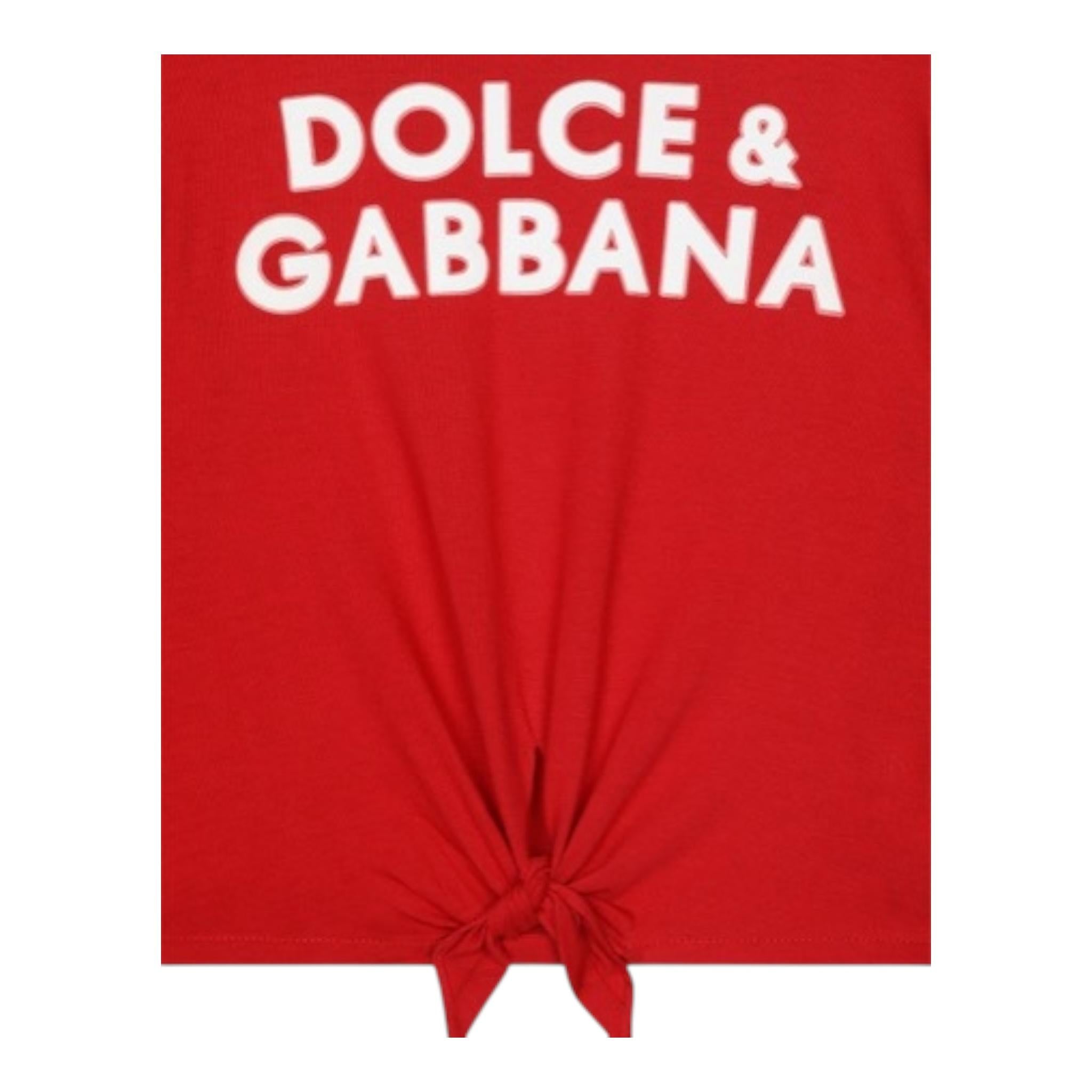 DOLCE & GABBANA shirt girocollo tinta unita cn logo Rosso per Bambina L5JTNP ROSSO DOLCE & GABBANA
