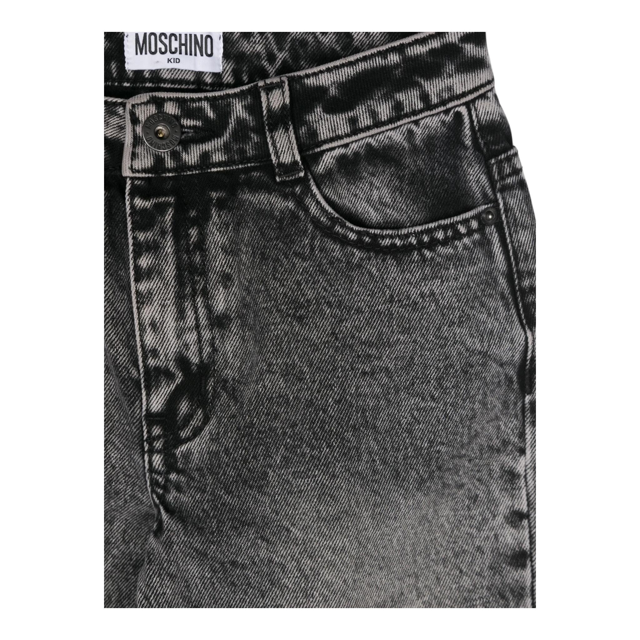 MOSCHINO jeans tinta unita con 5 tasche Nero per Bambina HAP069 NERO MOSCHINO