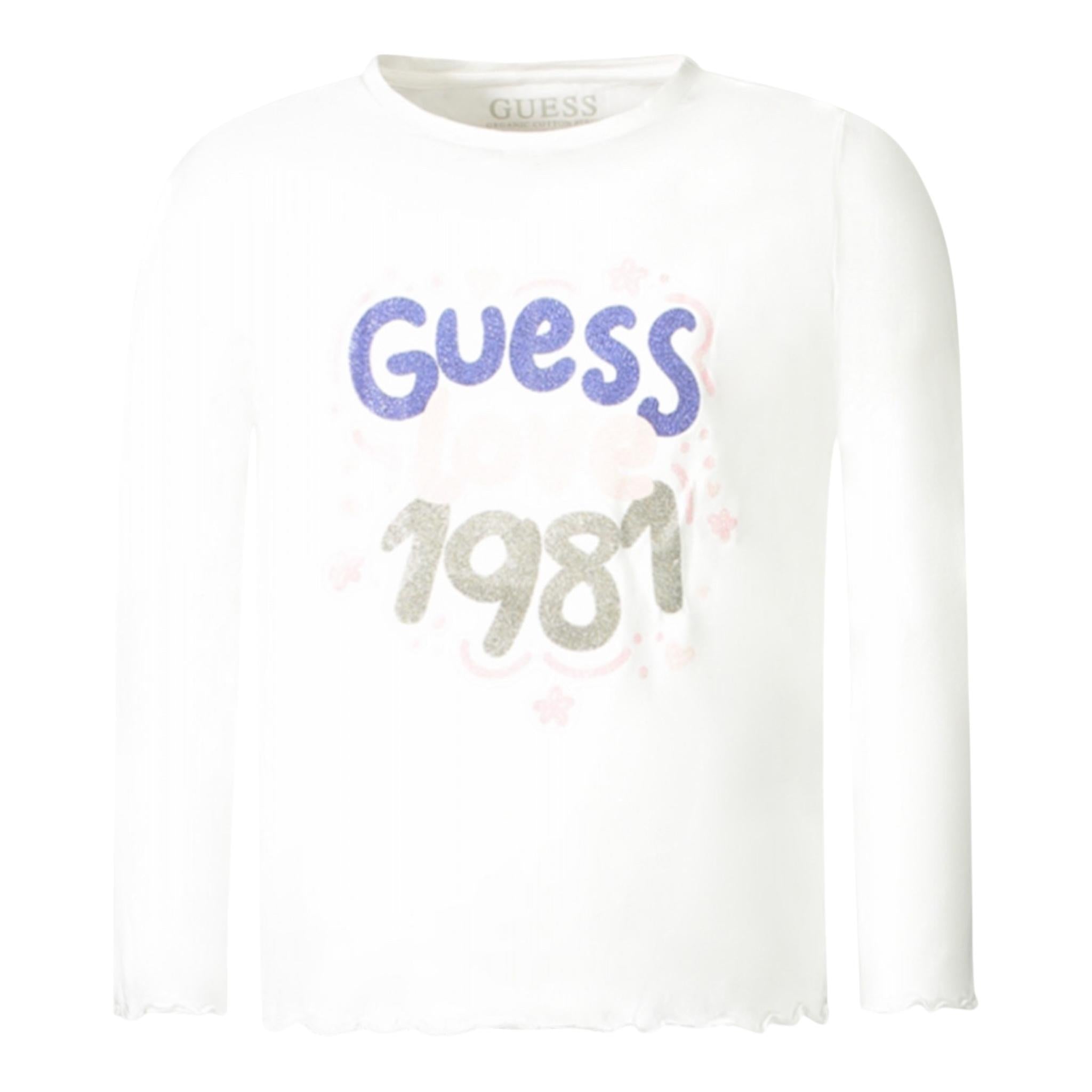 GUESS shirt girocollo tinta unita con stampa Bianco per Neonata A4YI04K6YW4 BIANCO GUESS