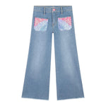 BillIEBLUSH jeans tinta unita con paillettes Azzurro per Bambina U20454 AZZURRO BillIEBLUSH