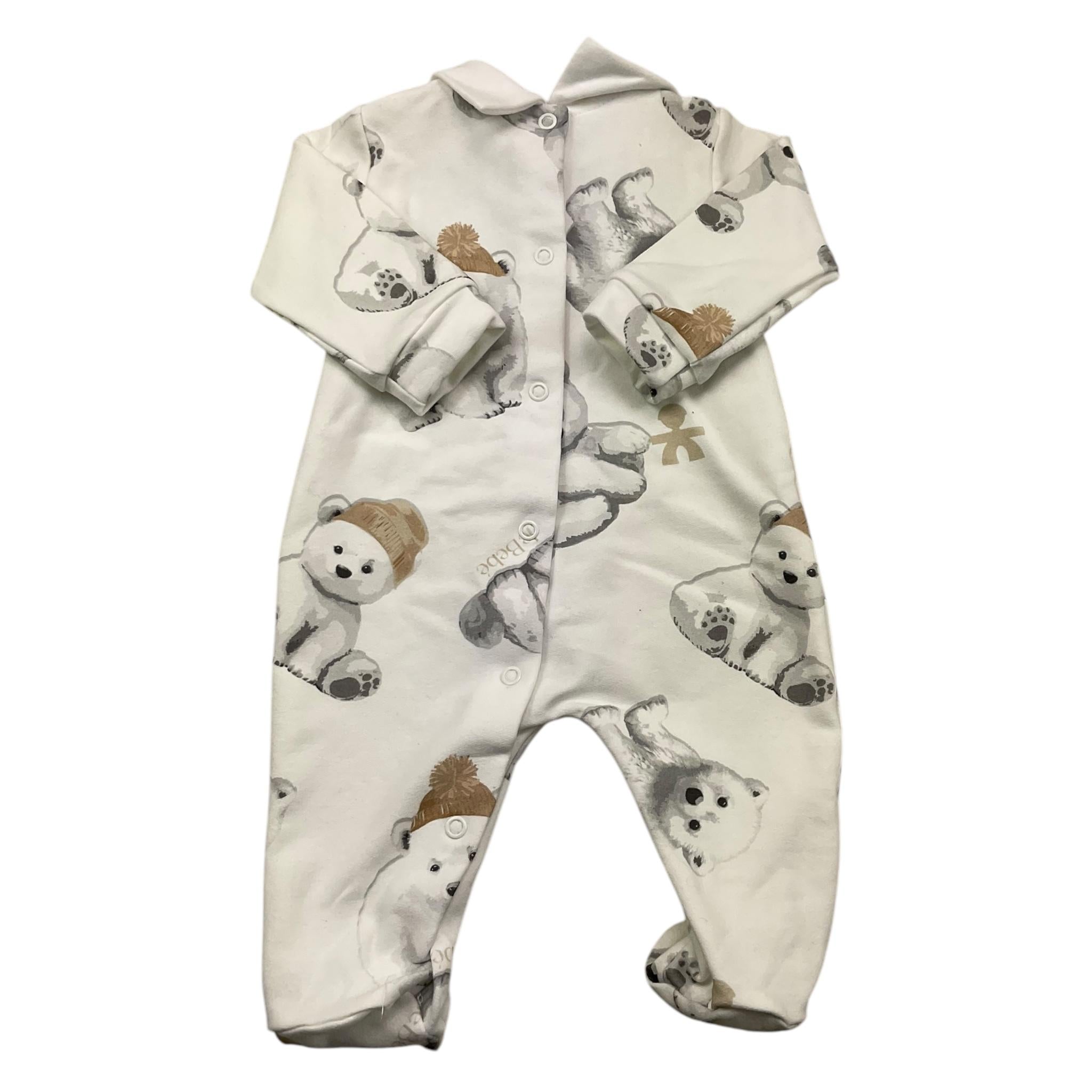 LE BEBE' tutina manica lunga tinta unita con orsi Bianco per Neonato LBB5223 BIANCO LE BEBE'