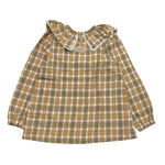 @MADILLY camicia tinta unita con fantasia a quadrettini Bianco per Bambina 01861 BIANCO @MADILLY