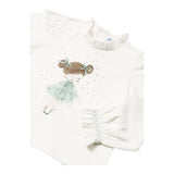MAYORAL shirt girocollo tinta unita con stampa in contrasto Panna per Bambina 2048XX PANNA MAYORAL