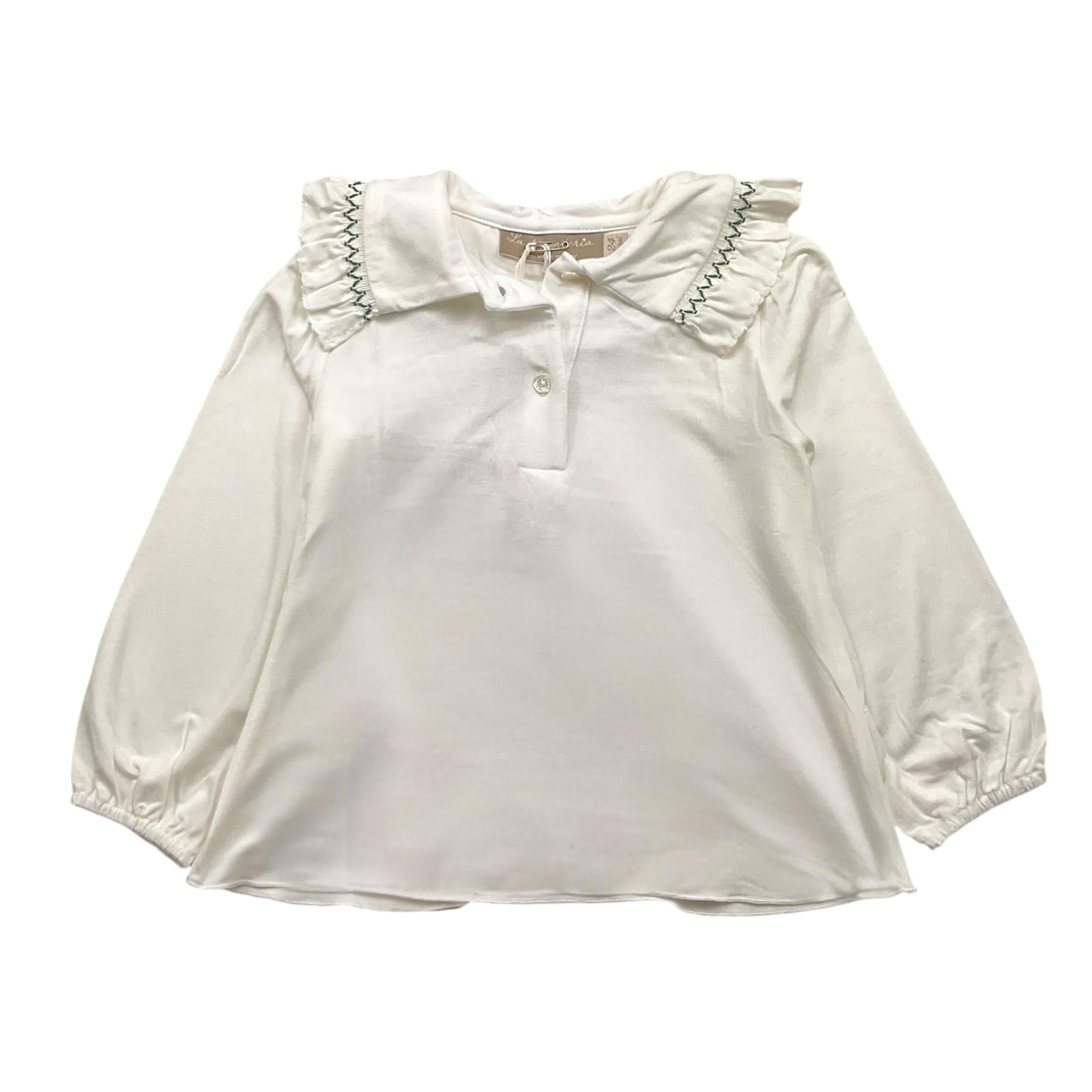 LA STUPENDERIA shirt tinta unita con colletto Bianco per Neonata TJMG42X BIANCO LA STUPENDERIA