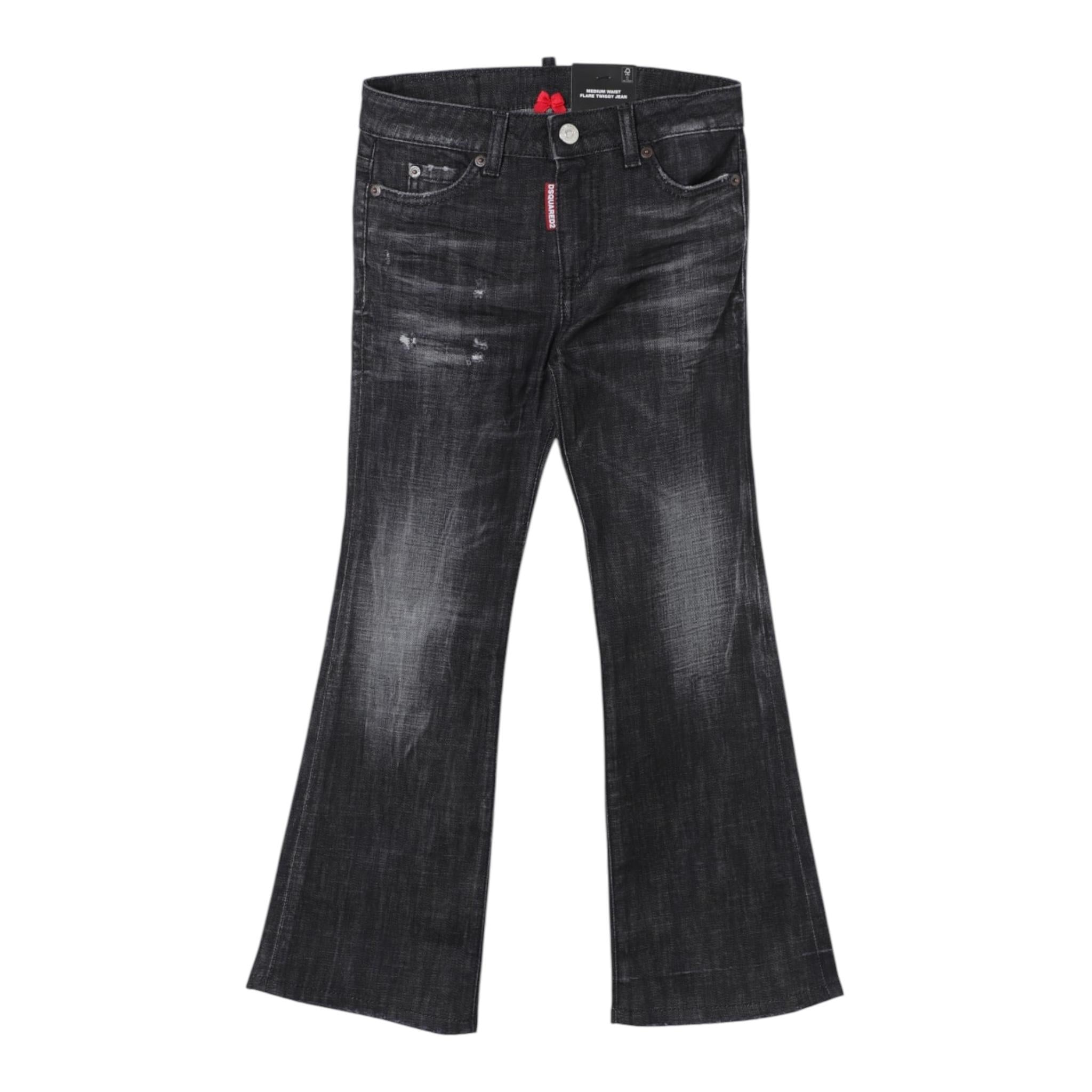 DSQUARED2 jeans tinta unita modello a zampa Nero per Bambina DQ2633 NERO DSQUARED2