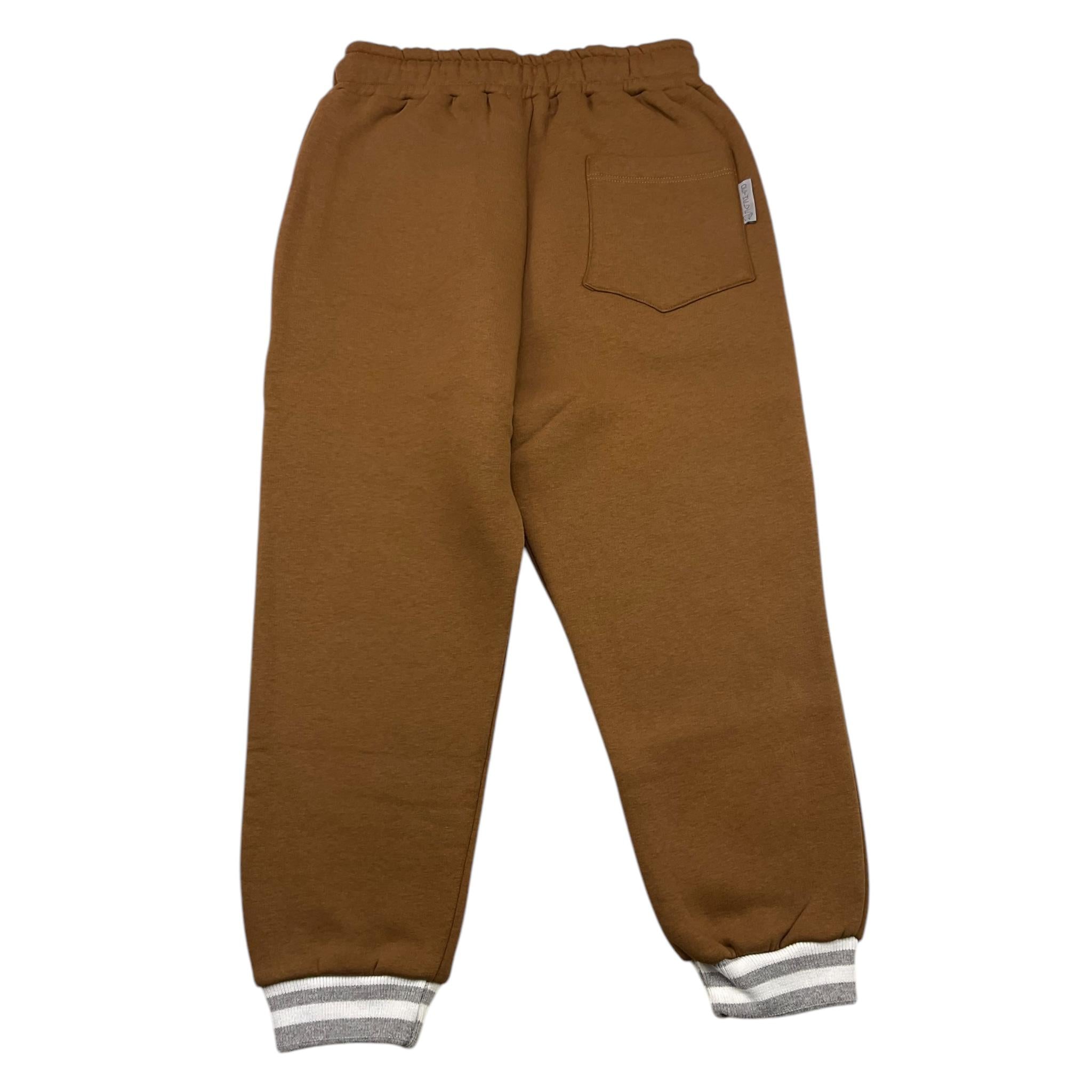 DETWELVE pantalone tuta tinta unita con elastici in contrasto Marrone per Bambino CB654 MARRONE DETWELVE