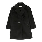 TWINSET cappotto tinta unita con frange Nero per Bambina 232GJ2062 NERO TWINSET