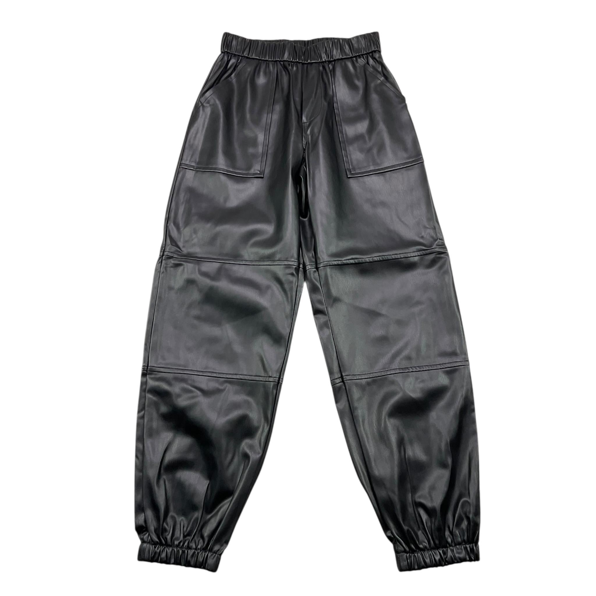 LIU JO pantalone in ecopelle tinta unita con elastico in vita Nero per Bambina GF4056XX NERO LIU JO