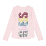 GUESS shirt girocollo tinta unita con stampa Rosa per Neonata K4YI06KAPO0 ROSA GUESS