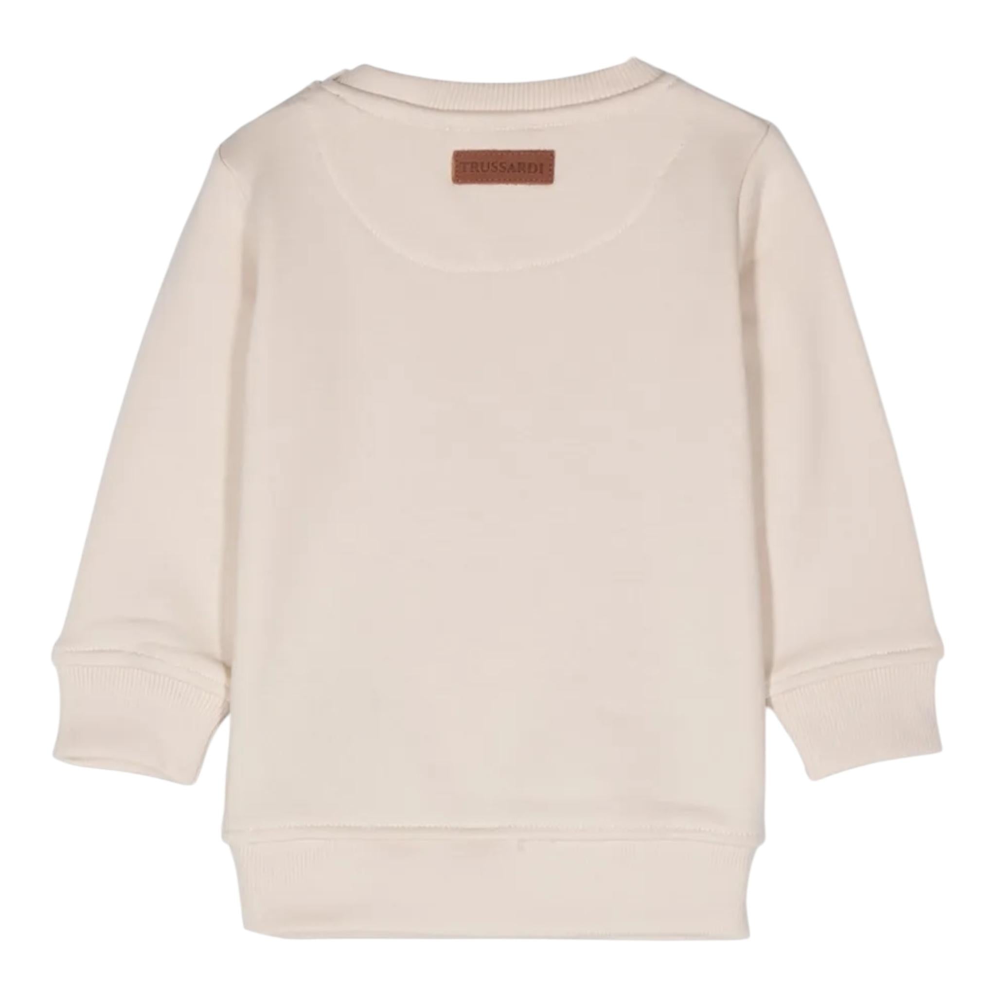 TRUSSARDI felpa tinta unita girocollo con stampa Beige per Neonato TIA24O82FE BEIGE TRUSSARDI