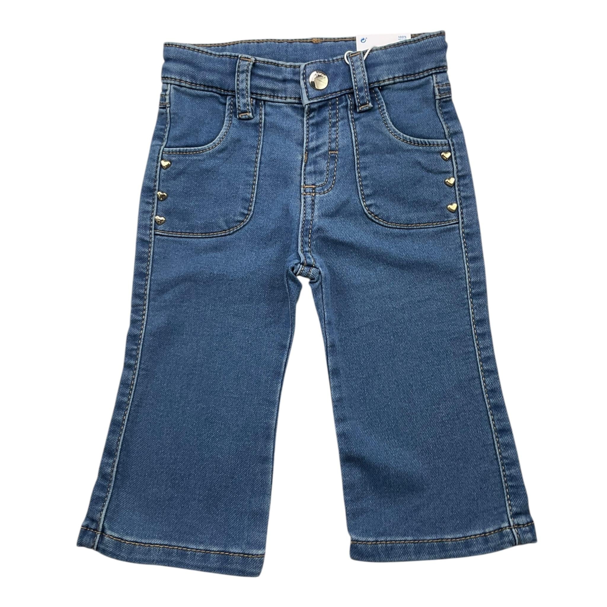 MAYORAL jeans tinta unita con borchie a forma di cuore Blu per Neonata 2547 BLU MAYORAL
