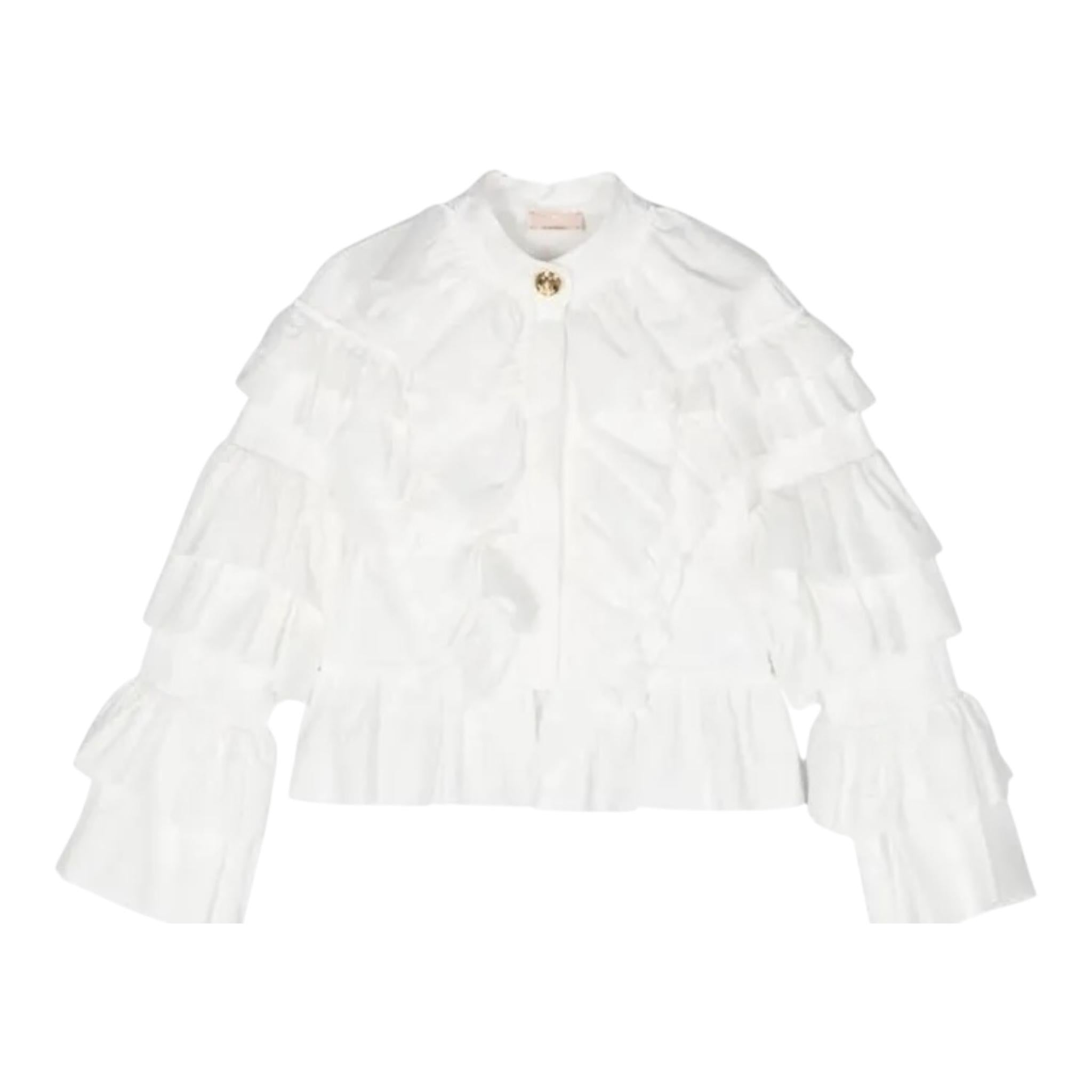 ELISABETTA FRANCHI camicia tinta unita con balze Bianco per Bambina EFCA208 BIANCO ELISABETTA FRANCHI
