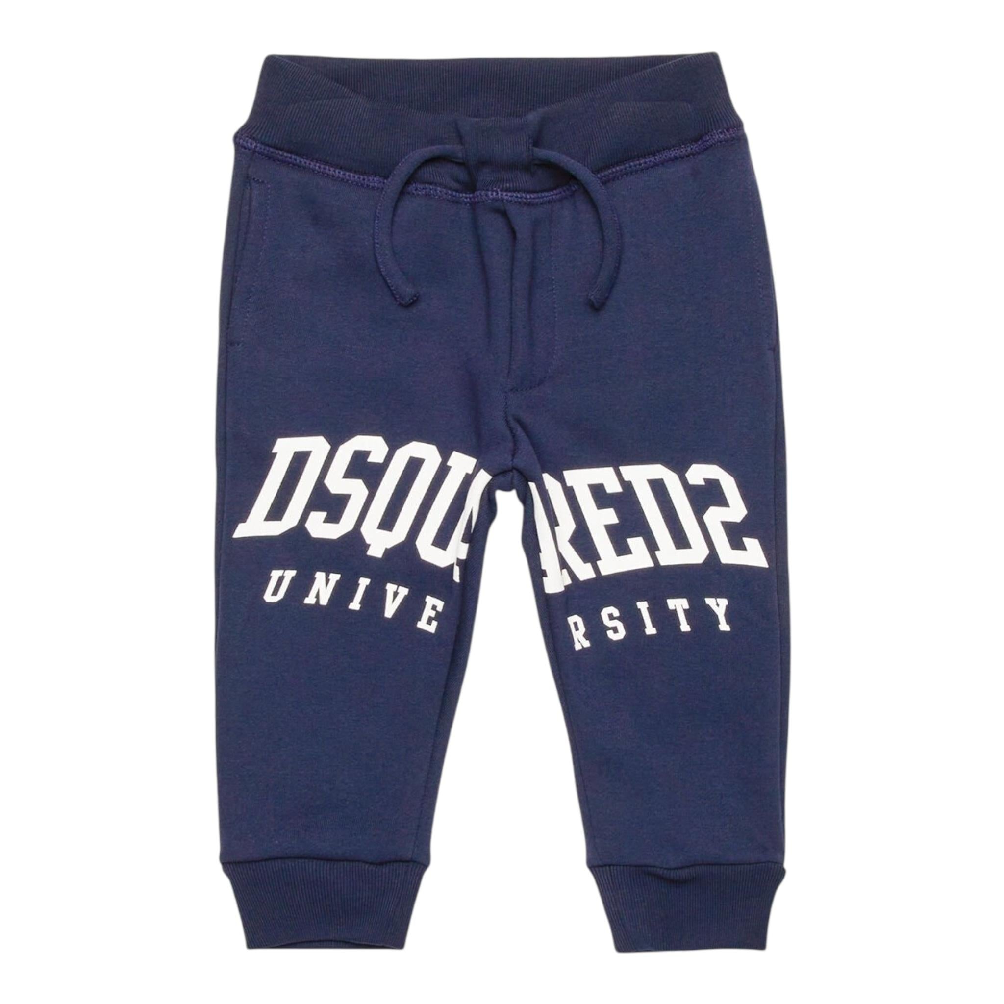 DSQUARED2 pantalone tuta tinta unita con logo Blu per Neonato DQ2498 BLU DSQUARED2