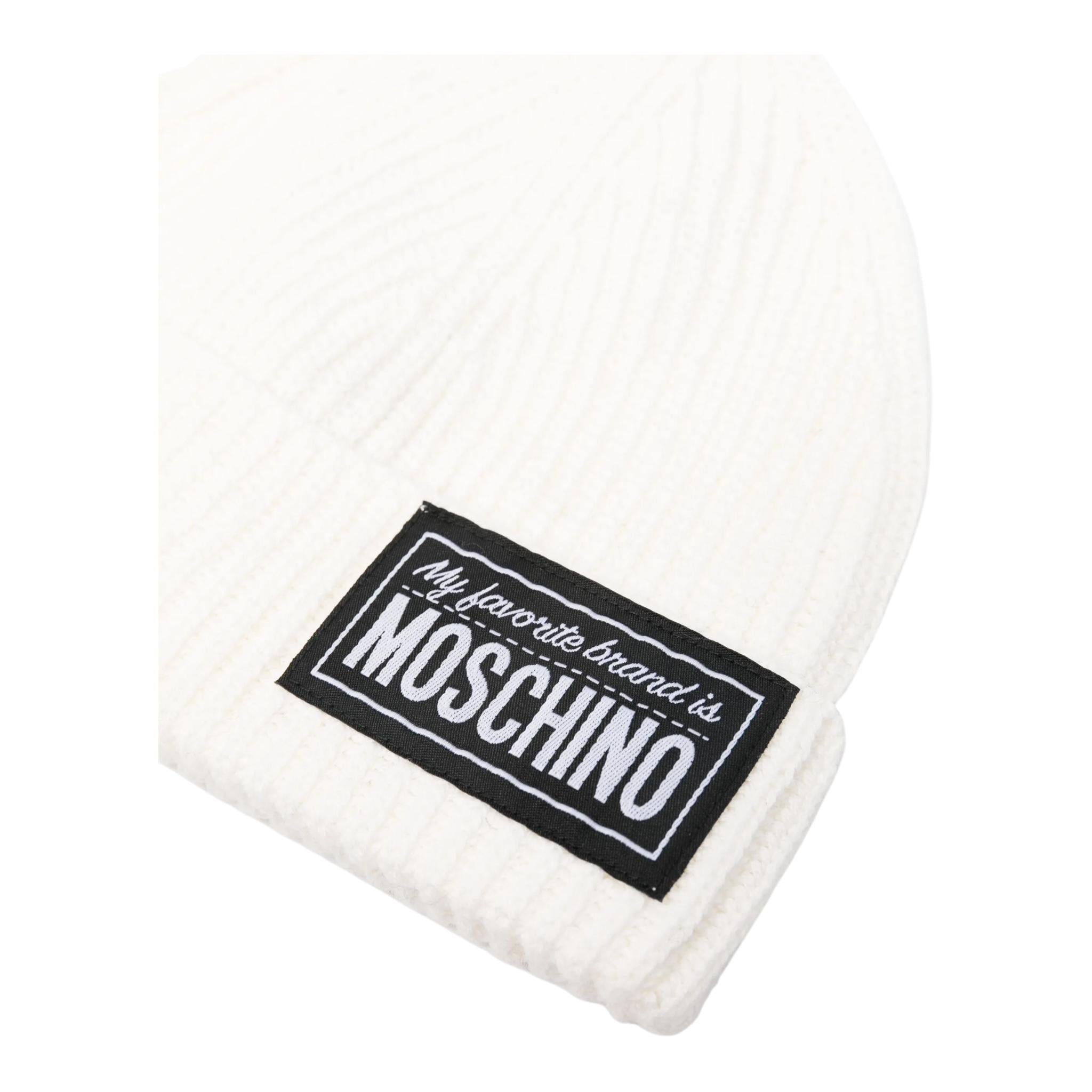 MOSCHINO cappelli tinta unita con stampa logo Panna per Bambina HUXO2IA PANNA MOSCHINO