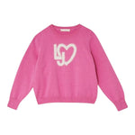 LIU JO maglia girocollo tinta unita con stampa logo Rosa per Bambina KF4039XX ROSA LIU JO