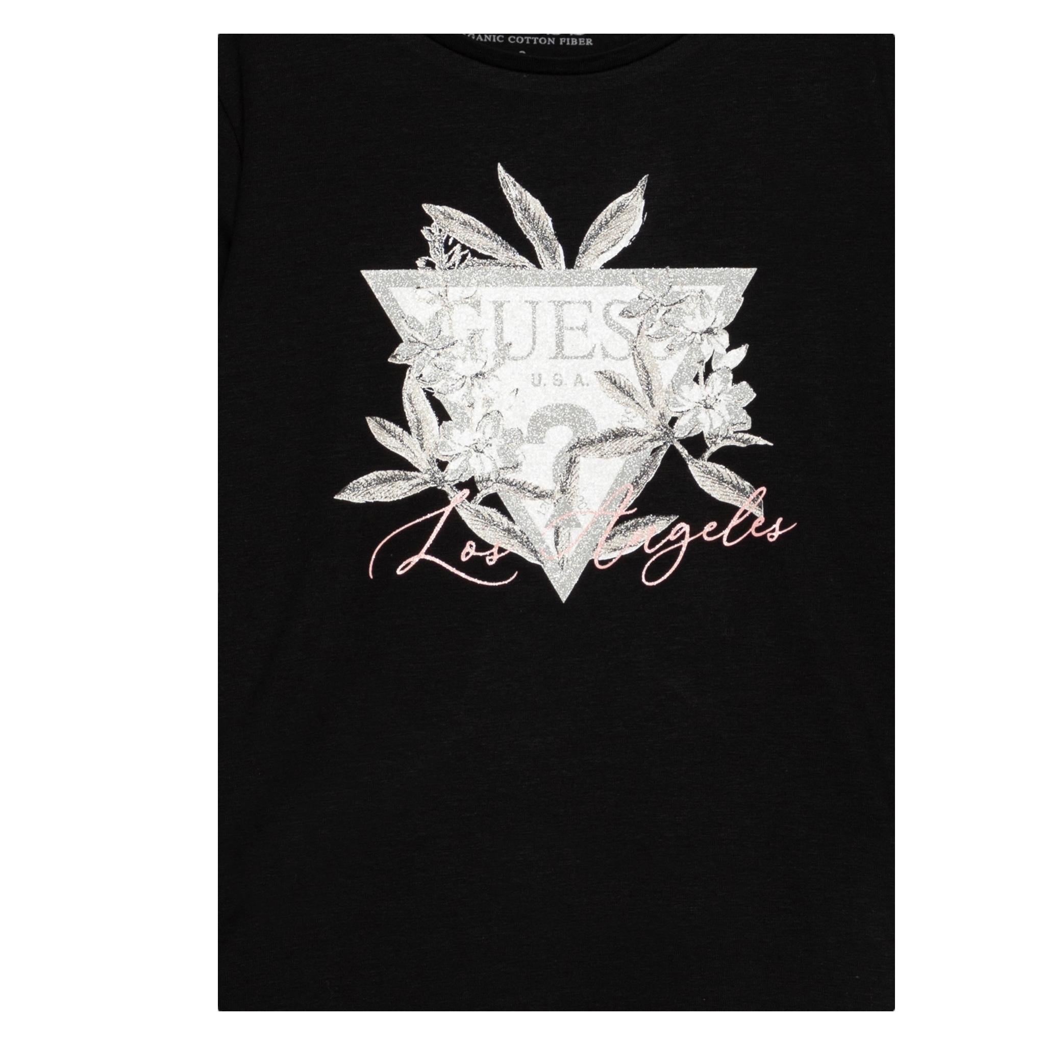 GUESS shirt girocollo tinta unita con stampa Nero per Bambina J4BI26J1314 NERO GUESS