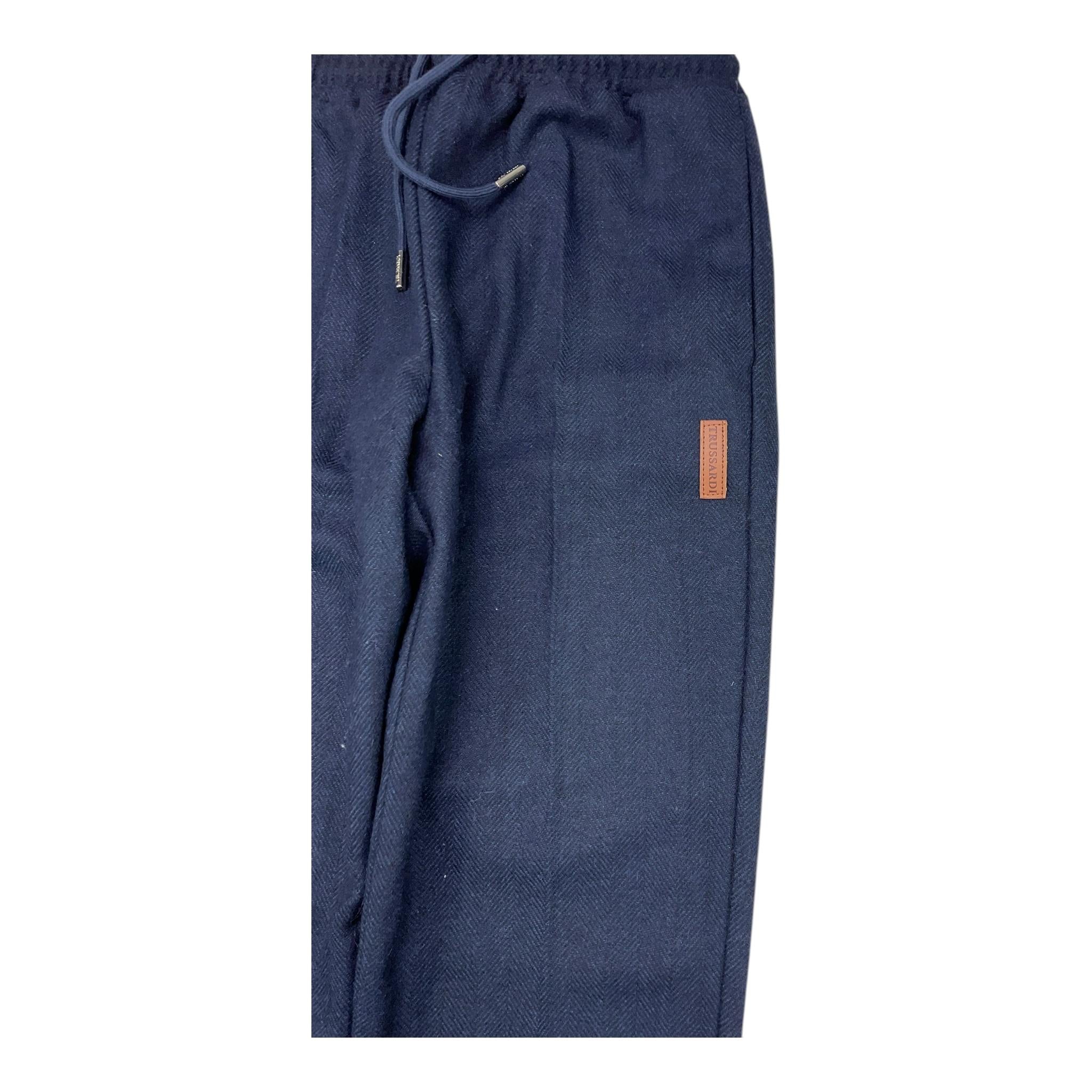 TRUSSARDI pantalone tinta unita con elastico in vita Blu per Bambino TBA24004PA BLU TRUSSARDI