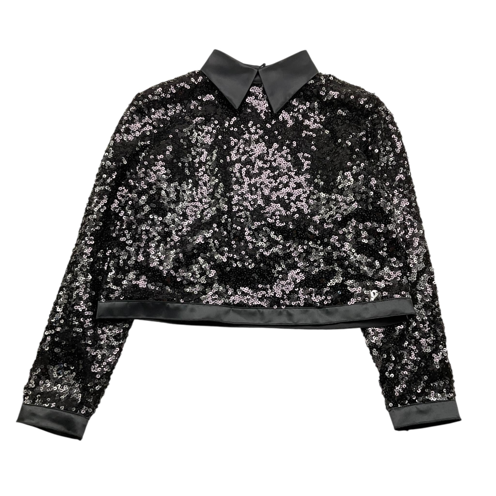 DONDUP maglia con paillettes tinta unita Nero per Bambina DFCA027 NERO DONDUP