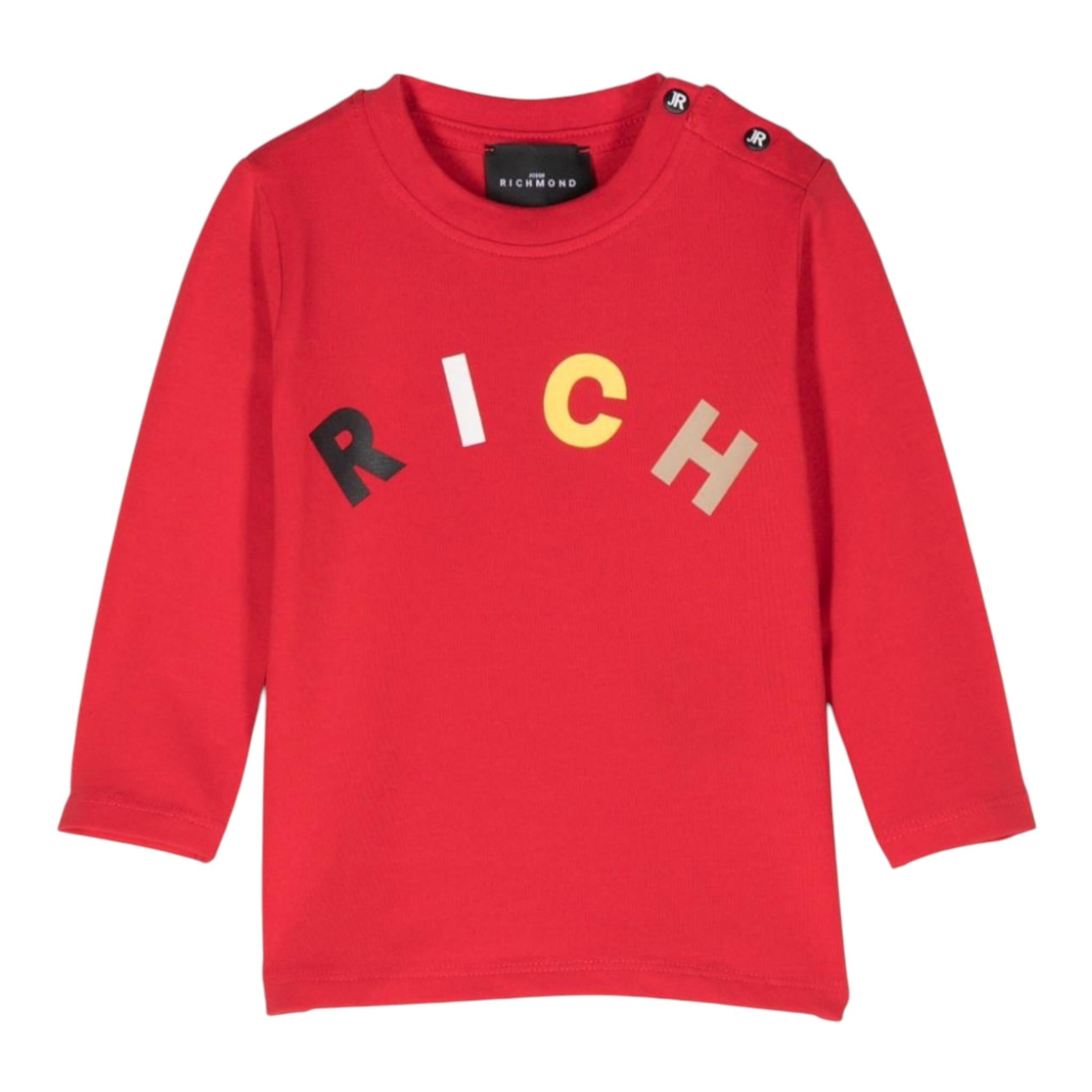 JOHN RICHMOND shirt girocollo tinta unita con stampa Rosso per Neonata RIA24066TS ROSSO JOHN RICHMOND