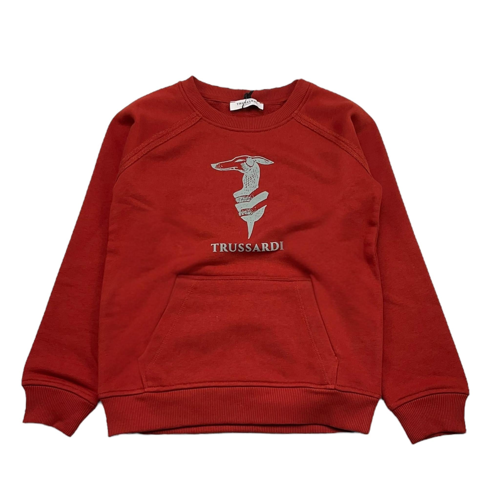TRUSSARDI felpa girocollo tinta unita con stampa in contrasto Rosso per Bambino TBA25079FE ROSSO TRUSSARDI