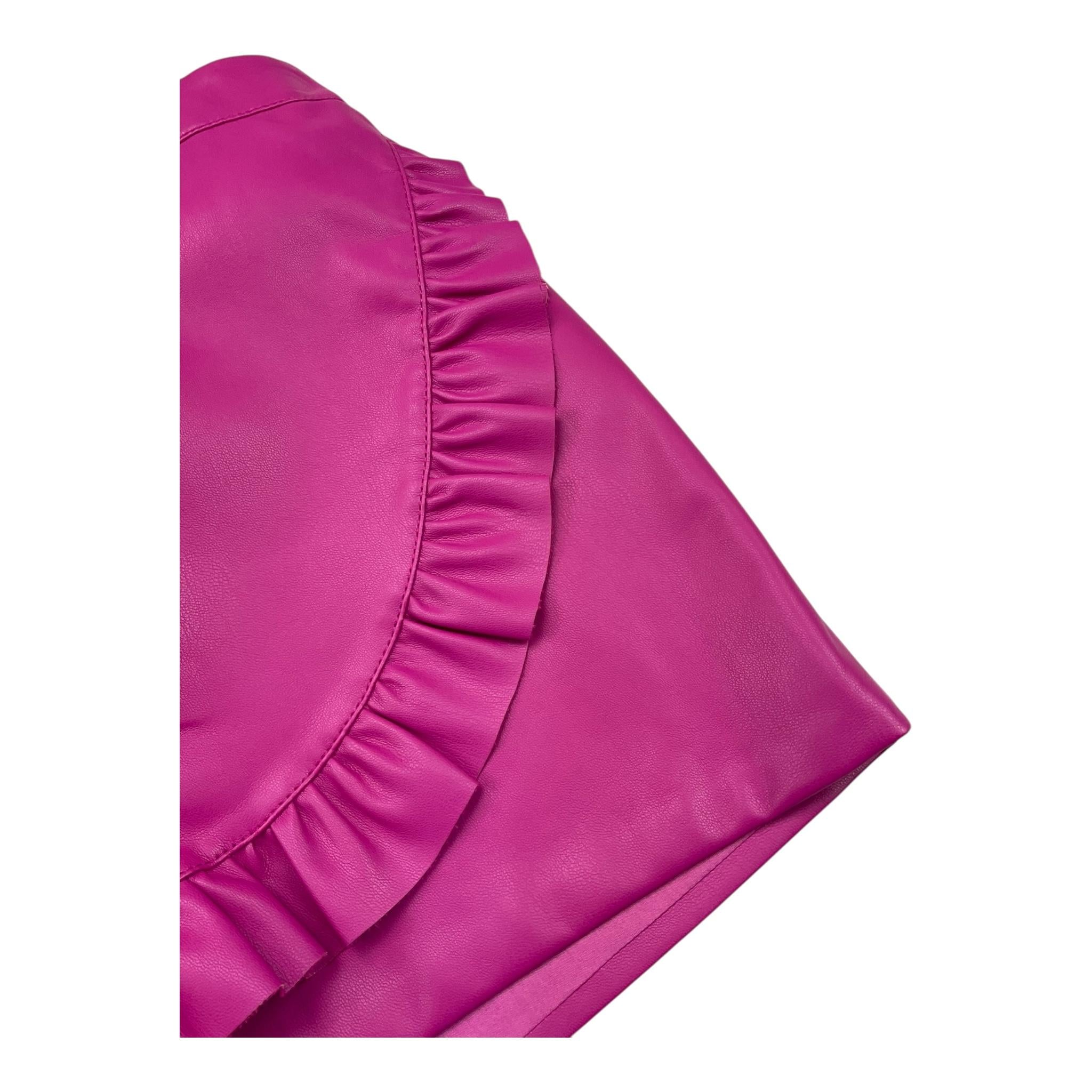 PHILOSOPHY short tinta unita in ecopelle Fuxia per Bambina PFBE003 FUXIA PHILOSOPHY