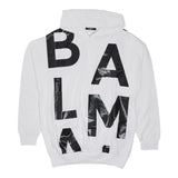 BALMAIN felpa chiusa con cappuccio tinta unita cn logo in contrasto Bianco per Bambino BY4P50 BIANCO BALMAIN