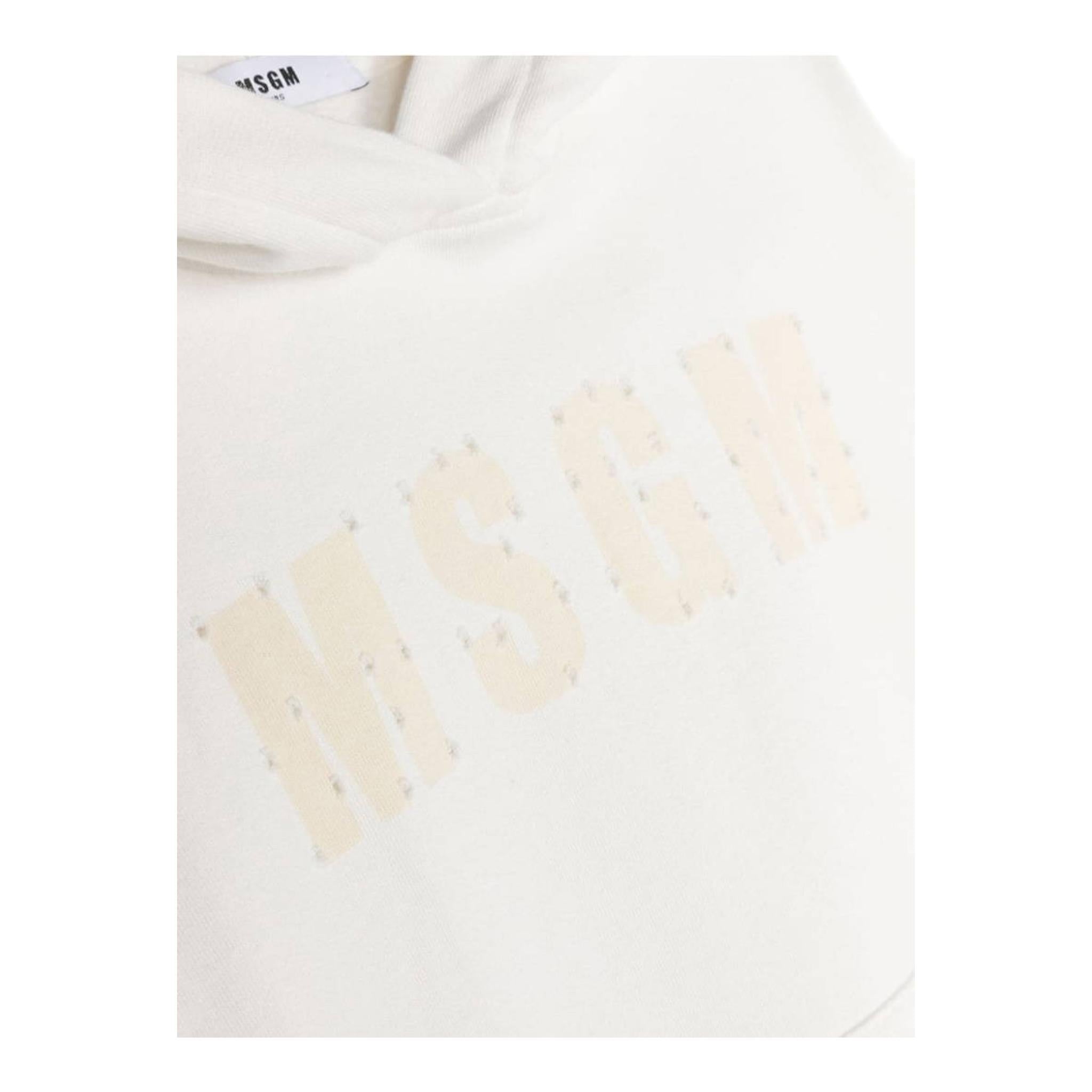 MSGM felpa chiusa con cappuccio tinta unita Bianco per Bambino F3MSJUHS1 BIANCO MSGM