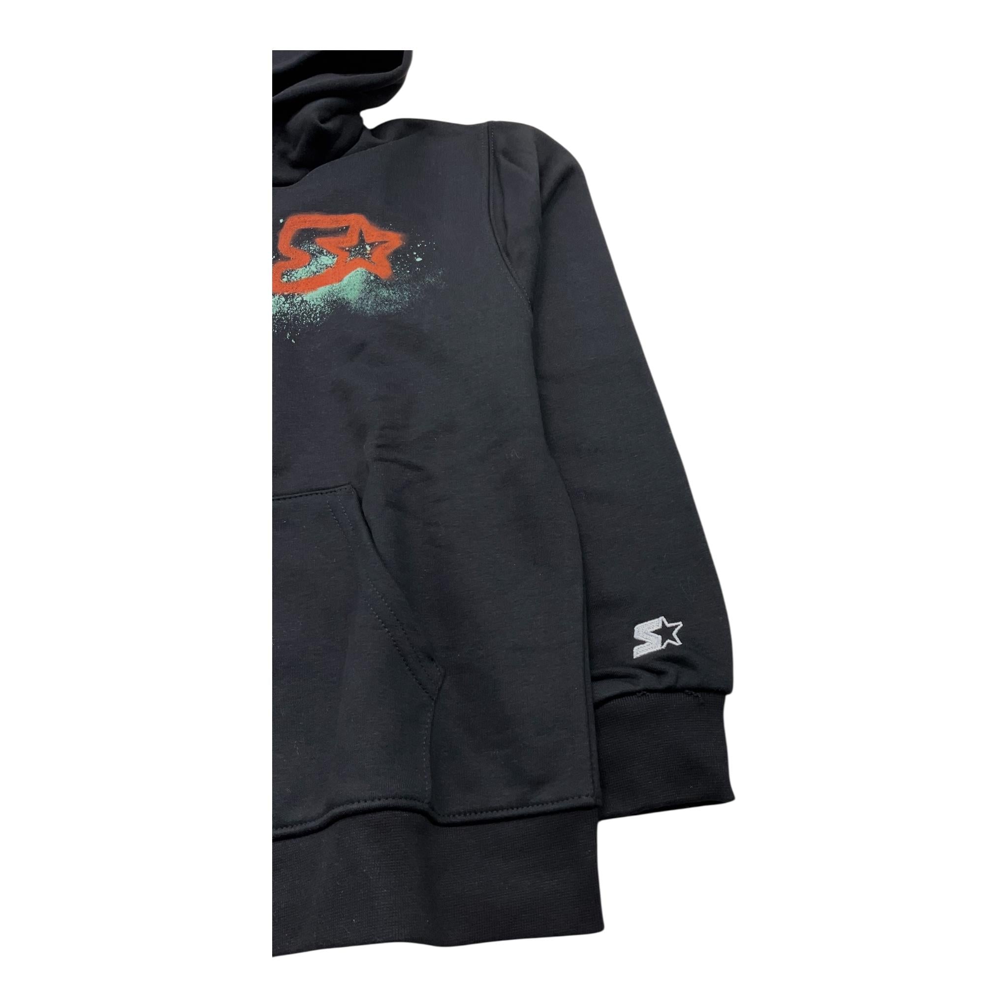 STARTER felpa cn zip e cappuccio tinta unita cn logo Nero per Bambino 1321 NERO STARTER