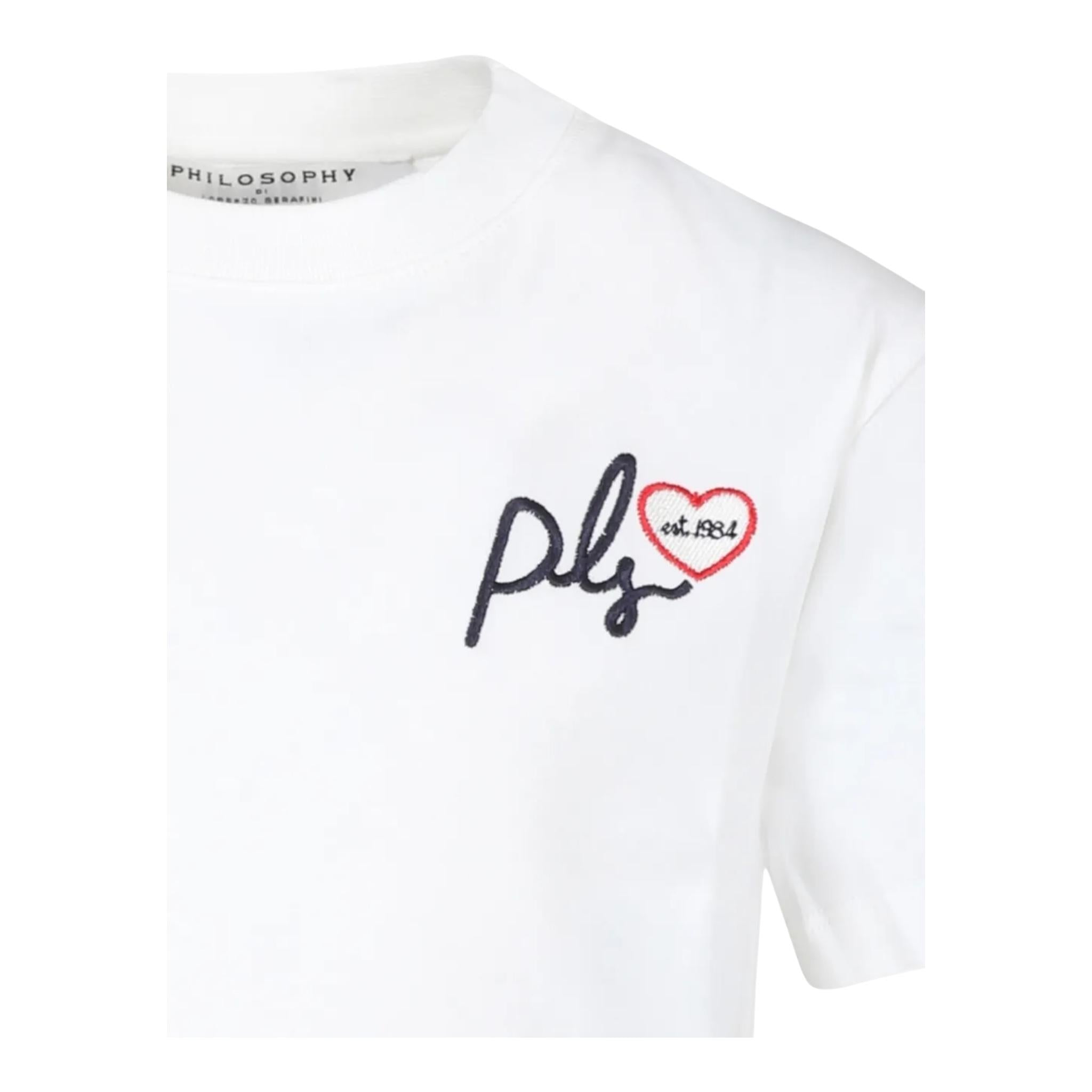 PHILOSOPHY t-shirt girocollo tinta unita con stampa Bianco per Bambina PFTS019 BIANCO PHILOSOPHY