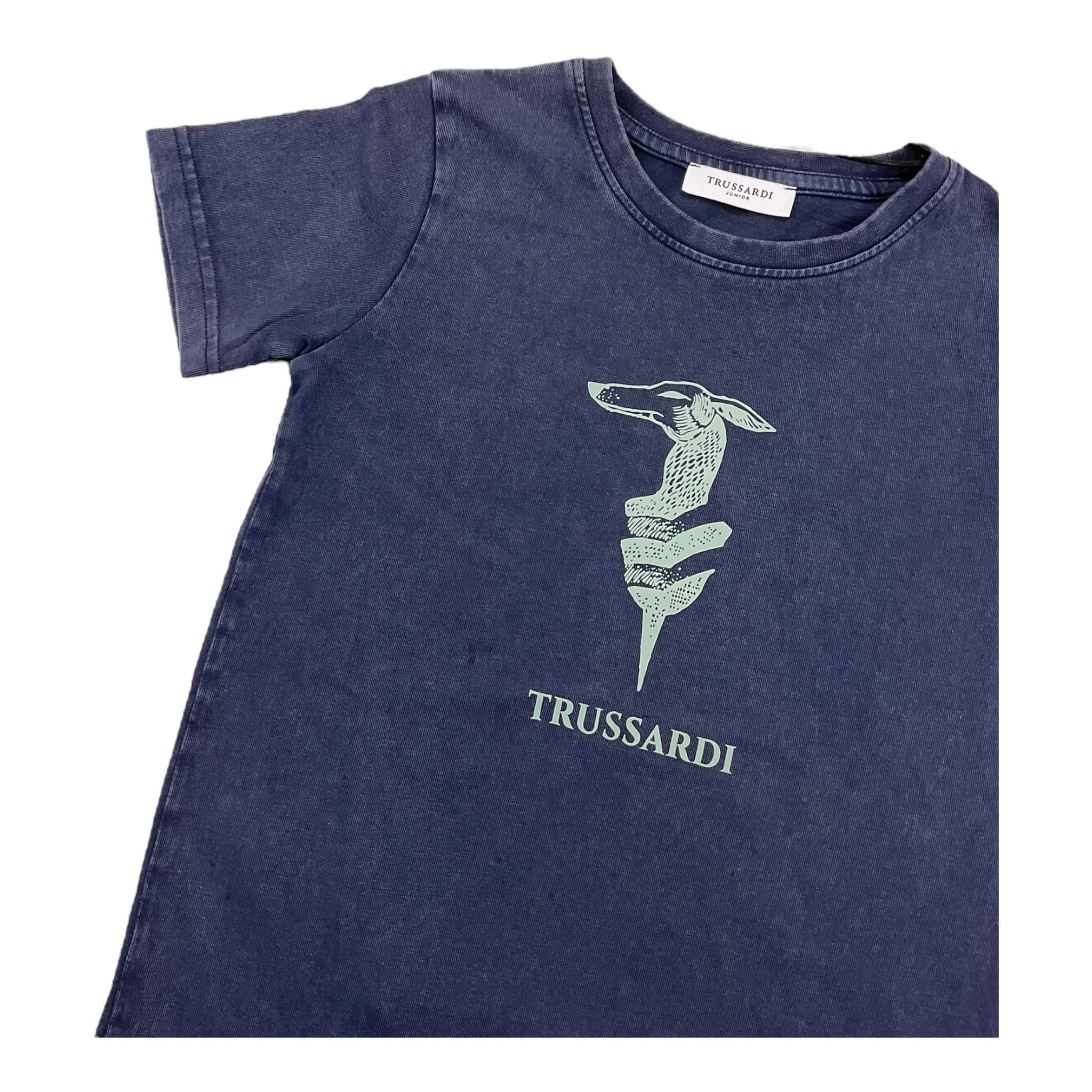 TRUSSARDI t-shirt girocollo tinta unita con stampa in contrasto Blu per Bambino TBA25108TS BLU TRUSSARDI