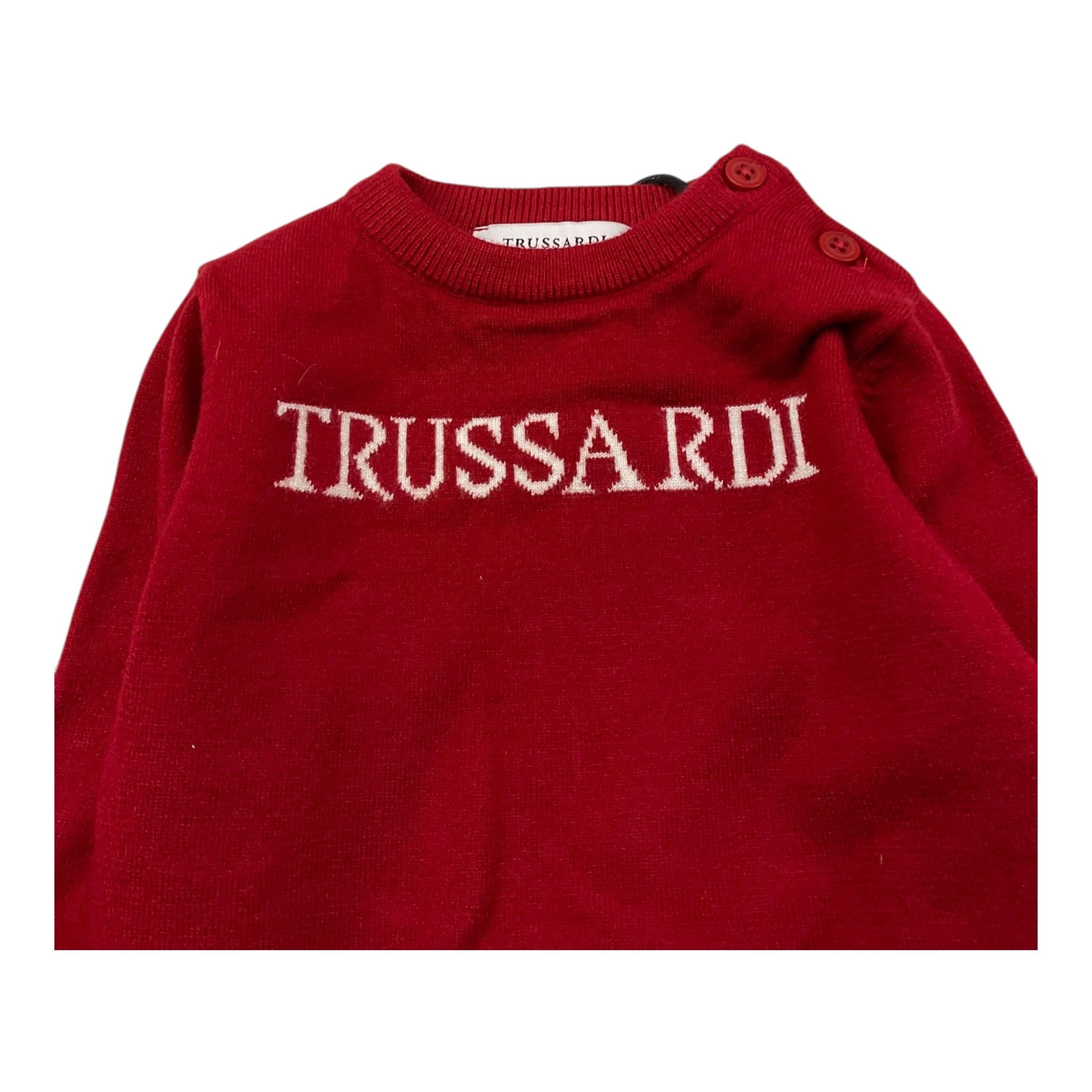 TRUSSARDI maglia girocollo tinta unita con stampa Rosso per Neonato TIA25020MA ROSSO TRUSSARDI