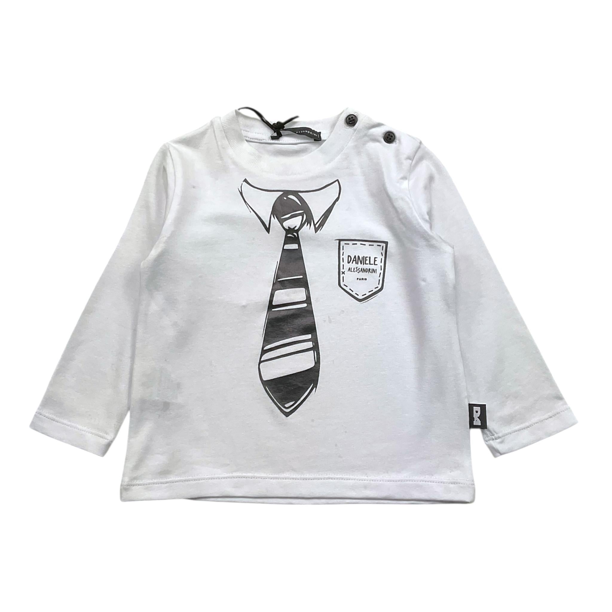 DANIELE ALESSANDRINI shirt girocollo tinta unita con stampa Bianco per Neonato 1291M00061 BIANCO DANIELE ALESSANDRINI