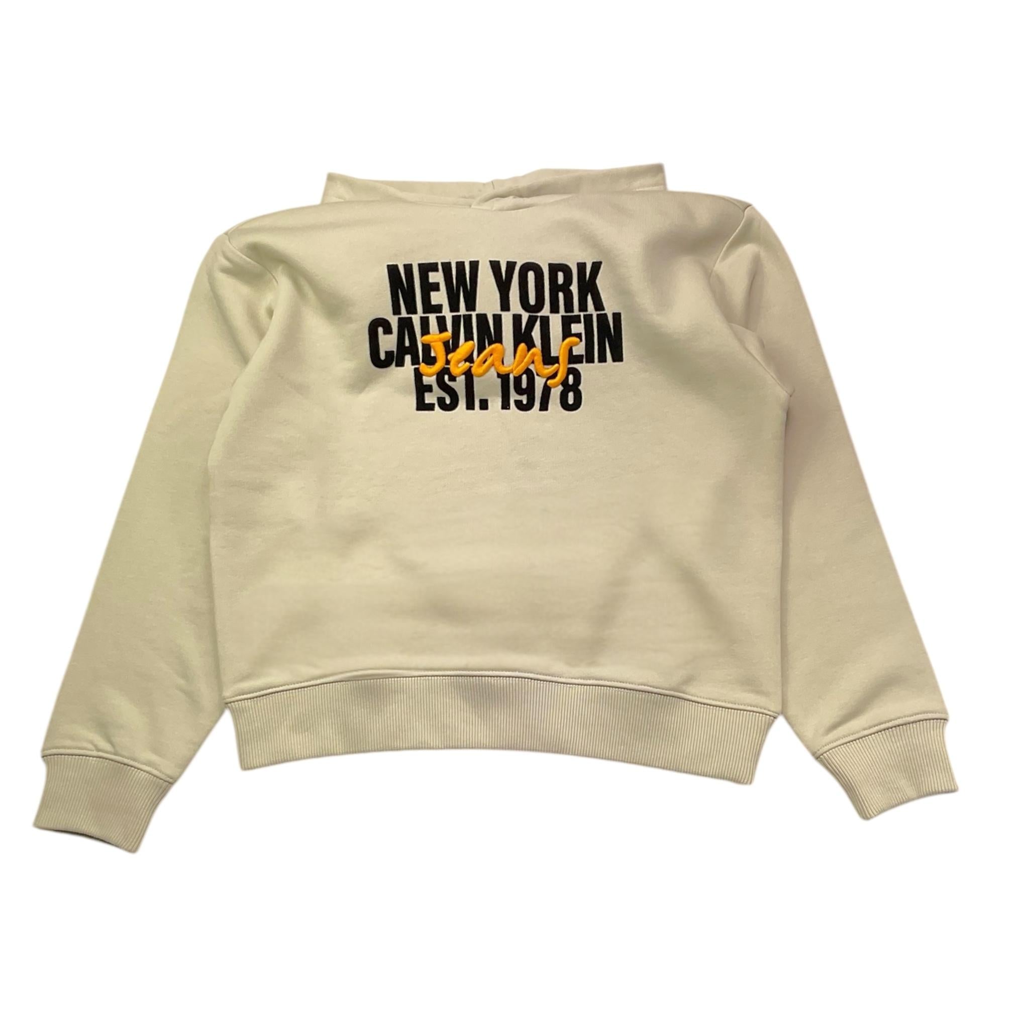 CALVIN KLEIN felpa tinta unita con cappuccio Beige per Bambino IB0IB02334 BEIGE CALVIN KLEIN