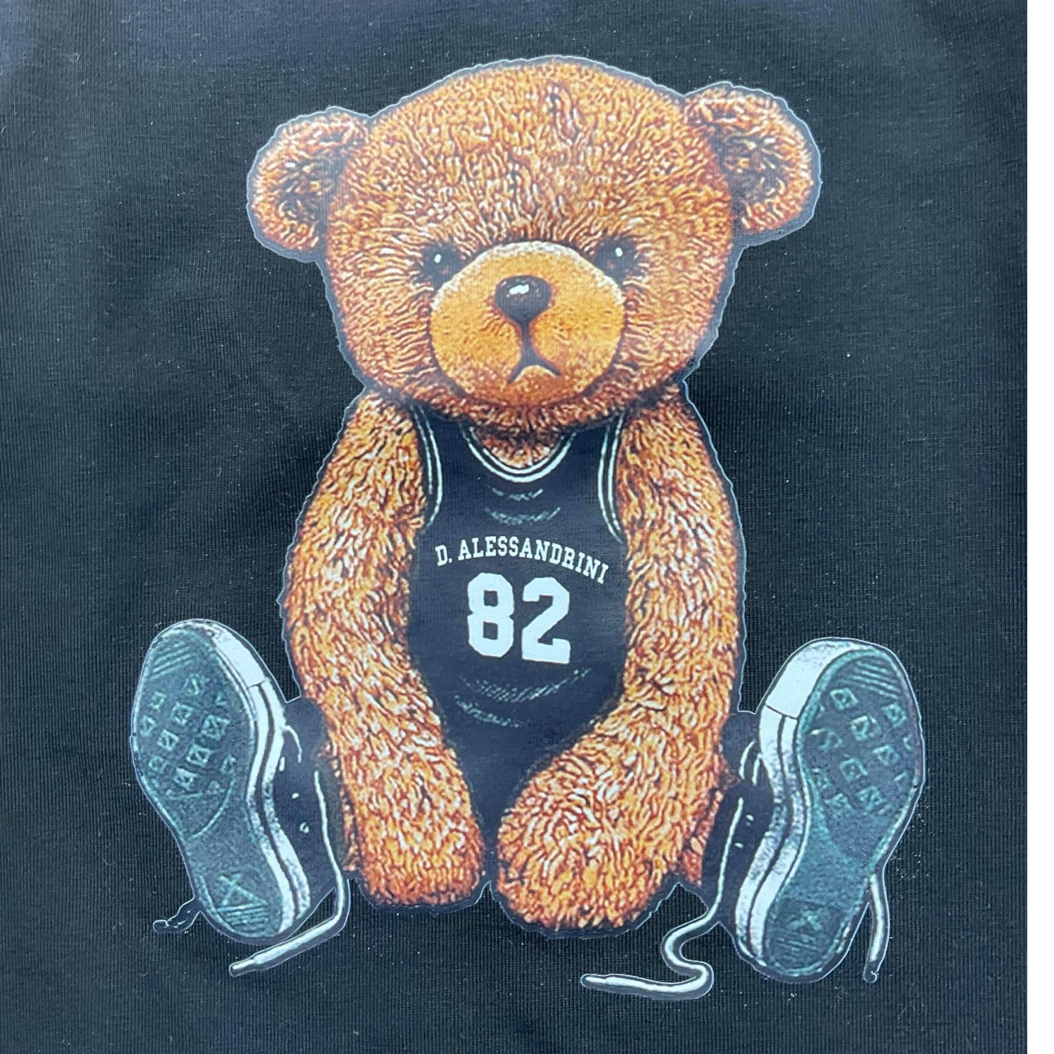 DANIELE ALESSANDRINI shirt girocollo tinta unita con stampa Nero per Neonato 1291M00021 NERO DANIELE ALESSANDRINI