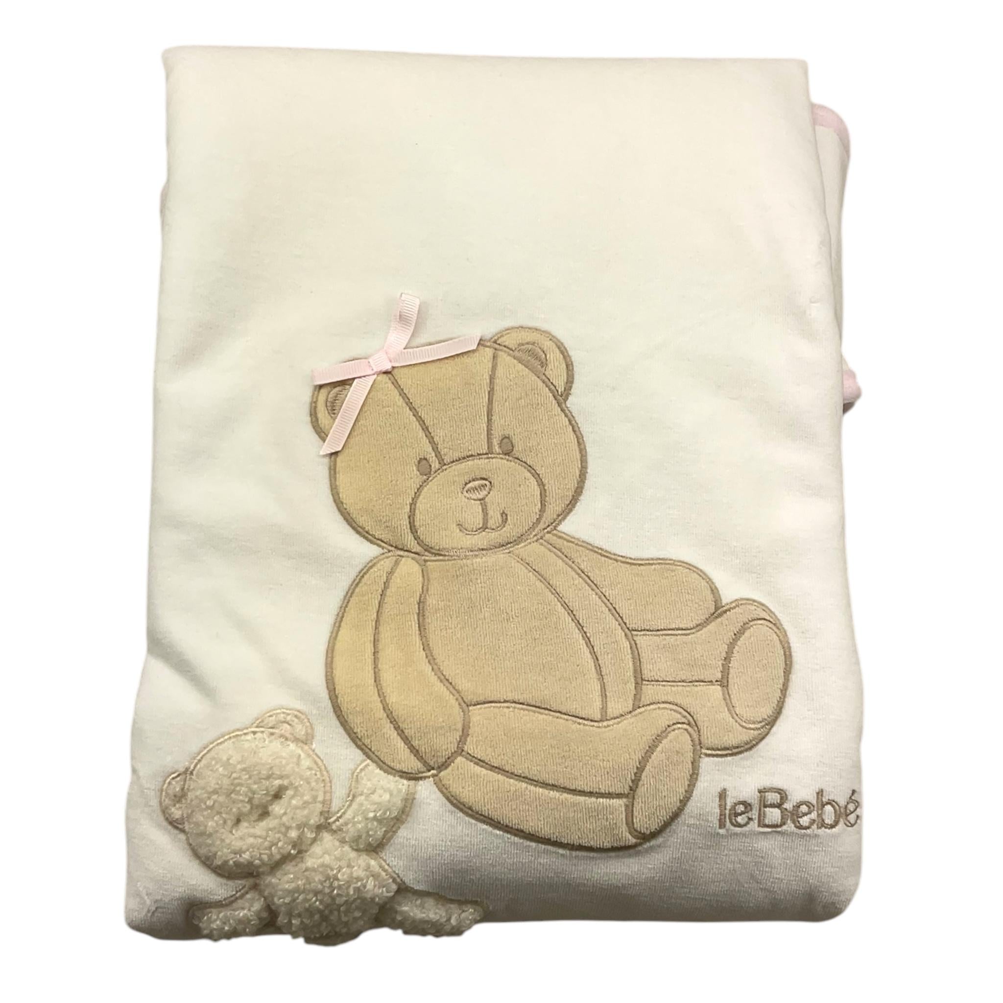 LE BEBE' coperta tinta unita con ricami in ciniglia Bianco per Neonata LBG6167 BIANCO LE BEBE'