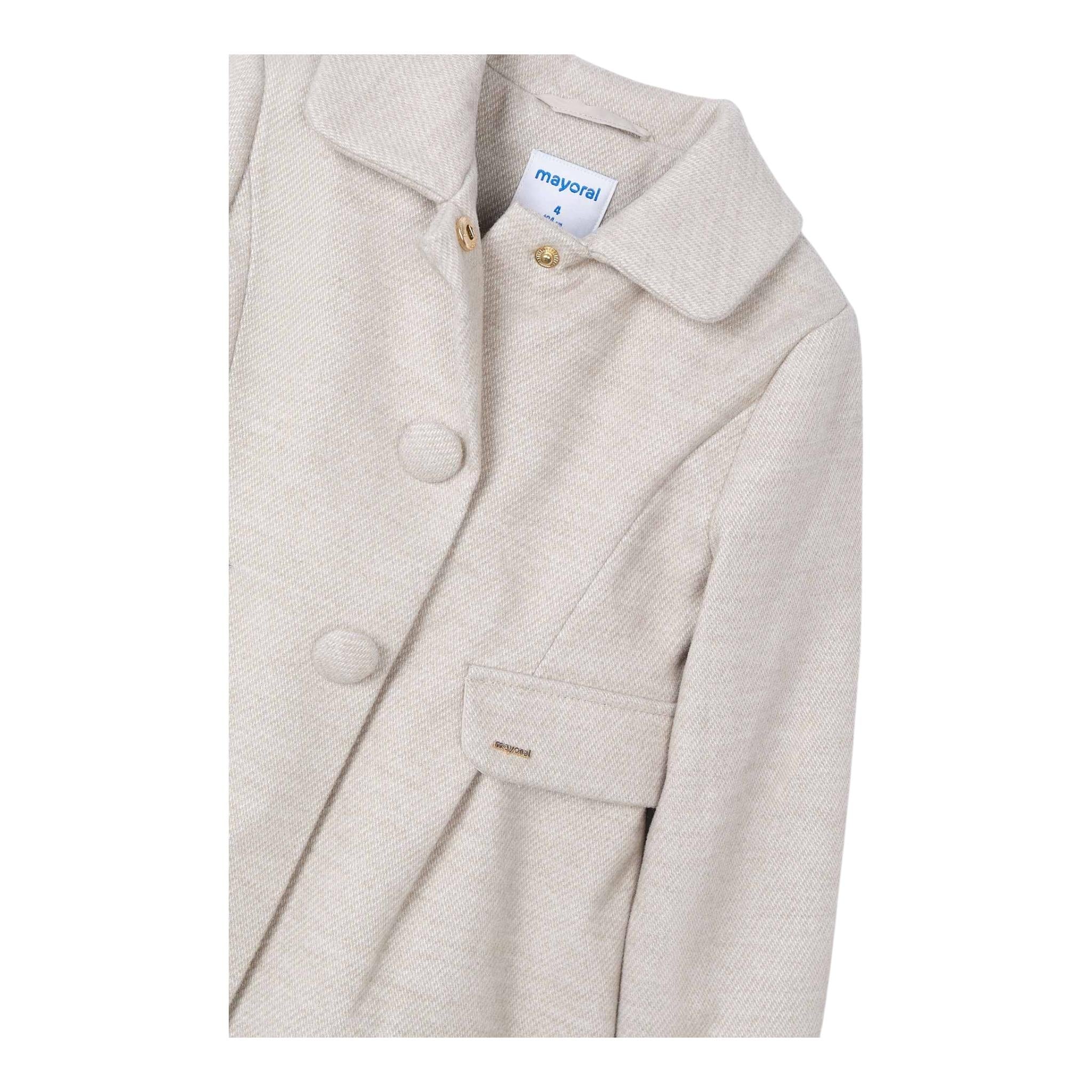 MAYORAL cappotto tinta unita cn finte tasche Beige per Bambina 4484XX BEIGE MAYORAL