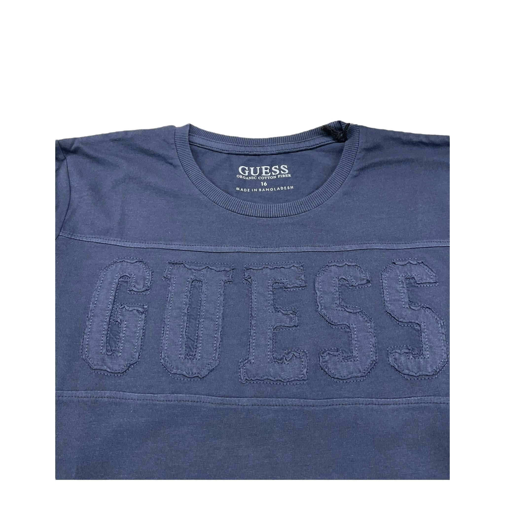 GUESS shirt girocollo tinta unita con stampa Blu per Bambino L3BI39I3Z14 BLU GUESS