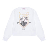 PINKO felpa girocollo tinta unita con stampa Bianco per Bambina F4PIJGSW218 BIANCO PINKO