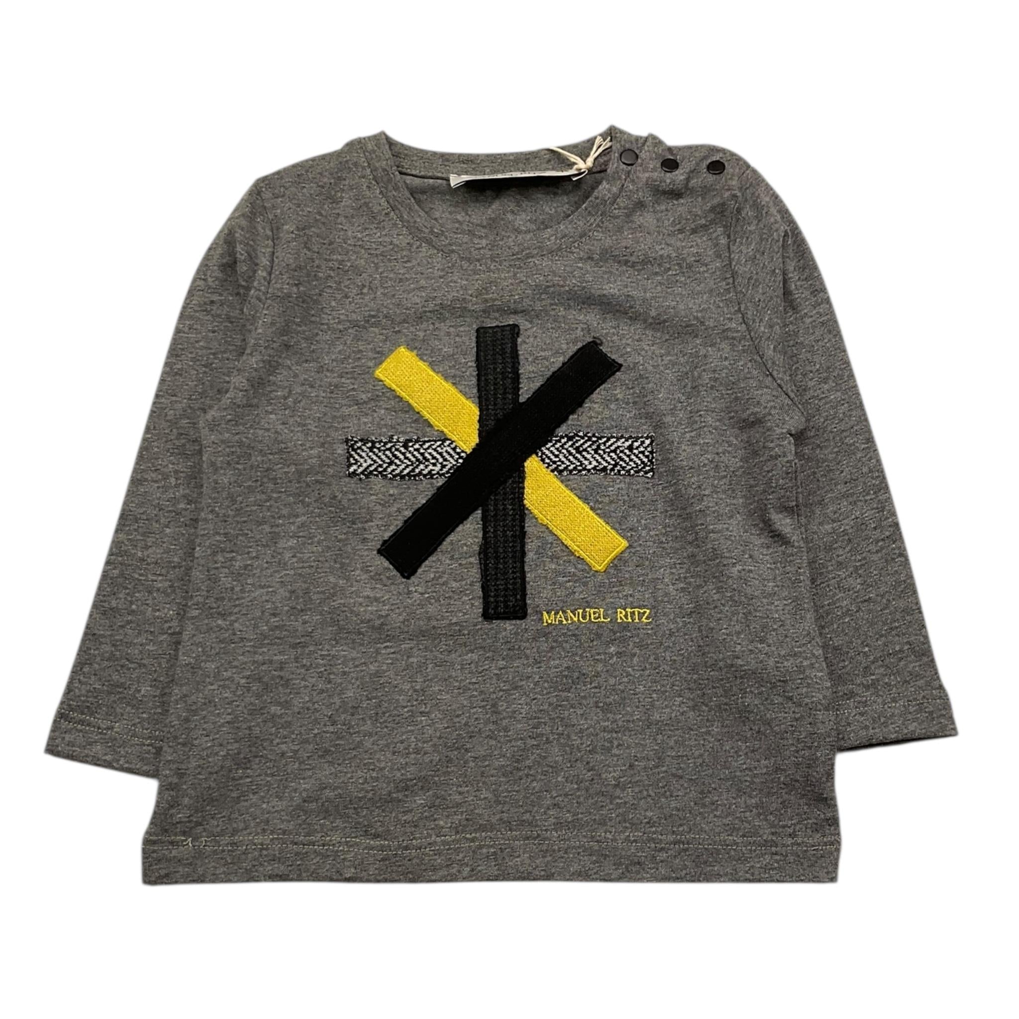 MANUEL RITZ shirt girocollo tinta unita con logo Grigio per Neonato MR1863 GRIGIO MANUEL RITZ