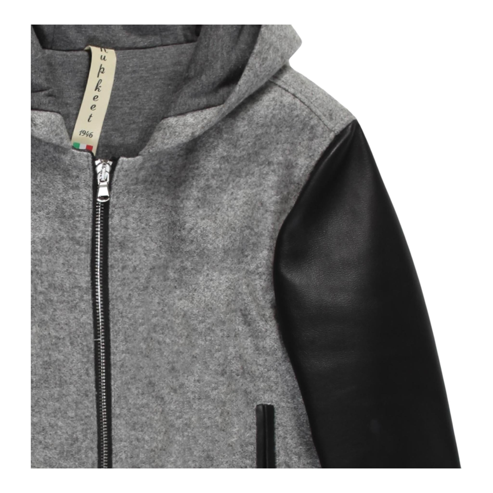 NUPKEET giubbino tinta unita con cappuccio e manica in ecopelle Grigio per Bambino 4DNK401 GRIGIO NUPKEET