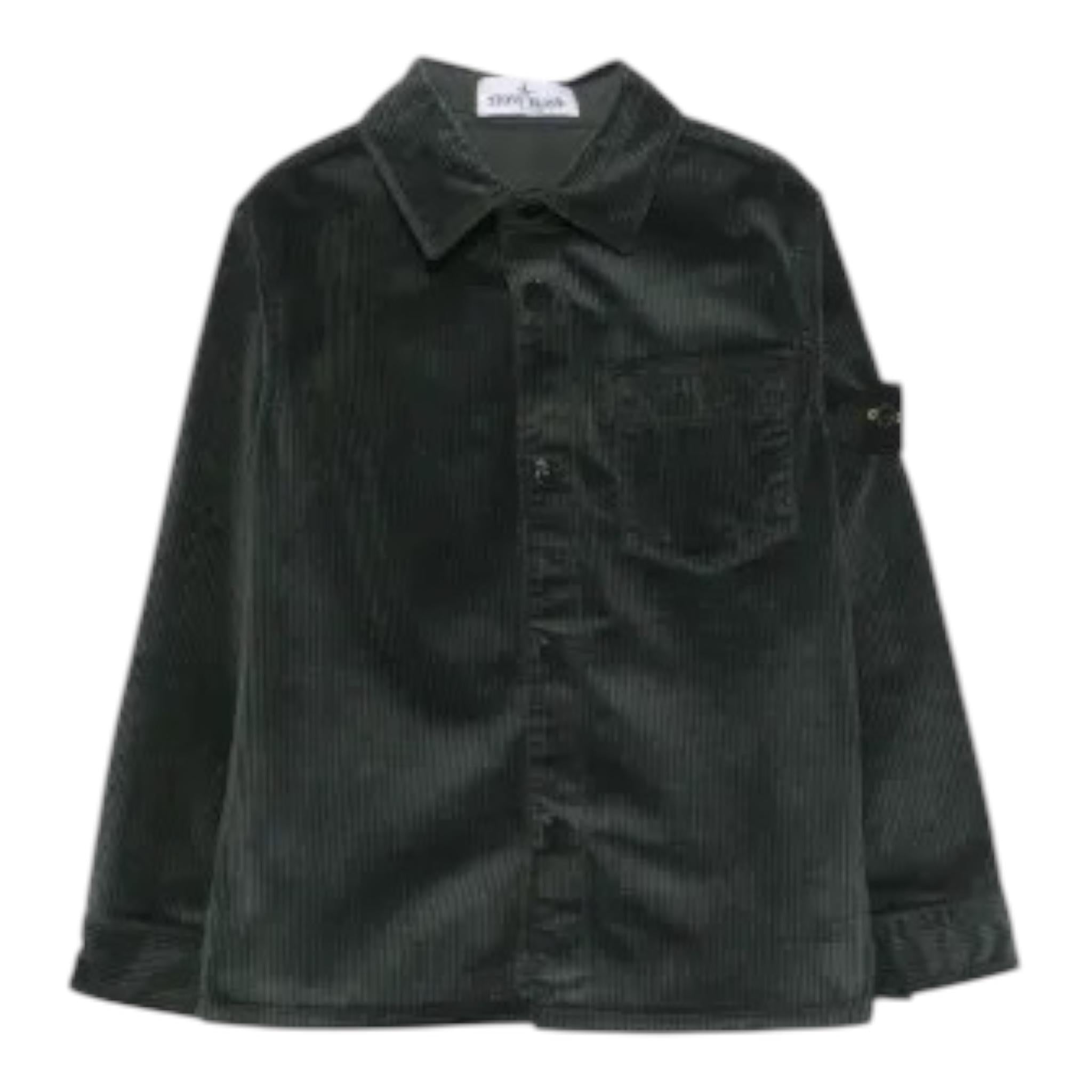 STONE ISLAND camicia tinta unita a costine in velluto Verde per Bambino 811610203 VERDE STONE ISLAND