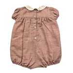 ILFAROBIMBI pagliaccetto mezza manica tinta unitacon ricami Rosa per Neonata INF50981 ROSA ILFAROBIMBI