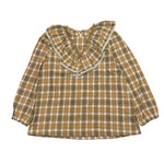 @MADILLY camicia tinta unita con fantasia a quadrettini Bianco per Bambina 01861 BIANCO @MADILLY