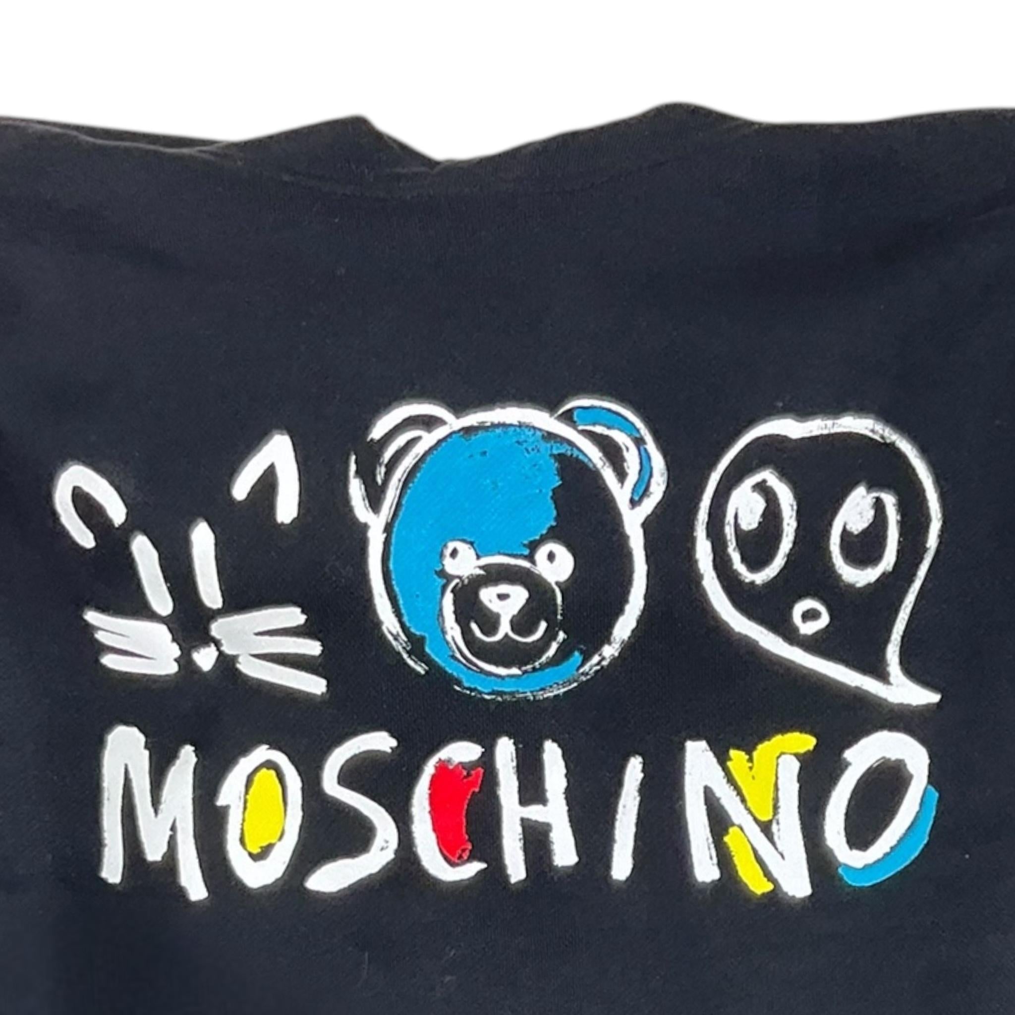 MOSCHINO abito tinta unita con cappuccio e stampa Nero per Bambina HDV0H0 NERO MOSCHINO