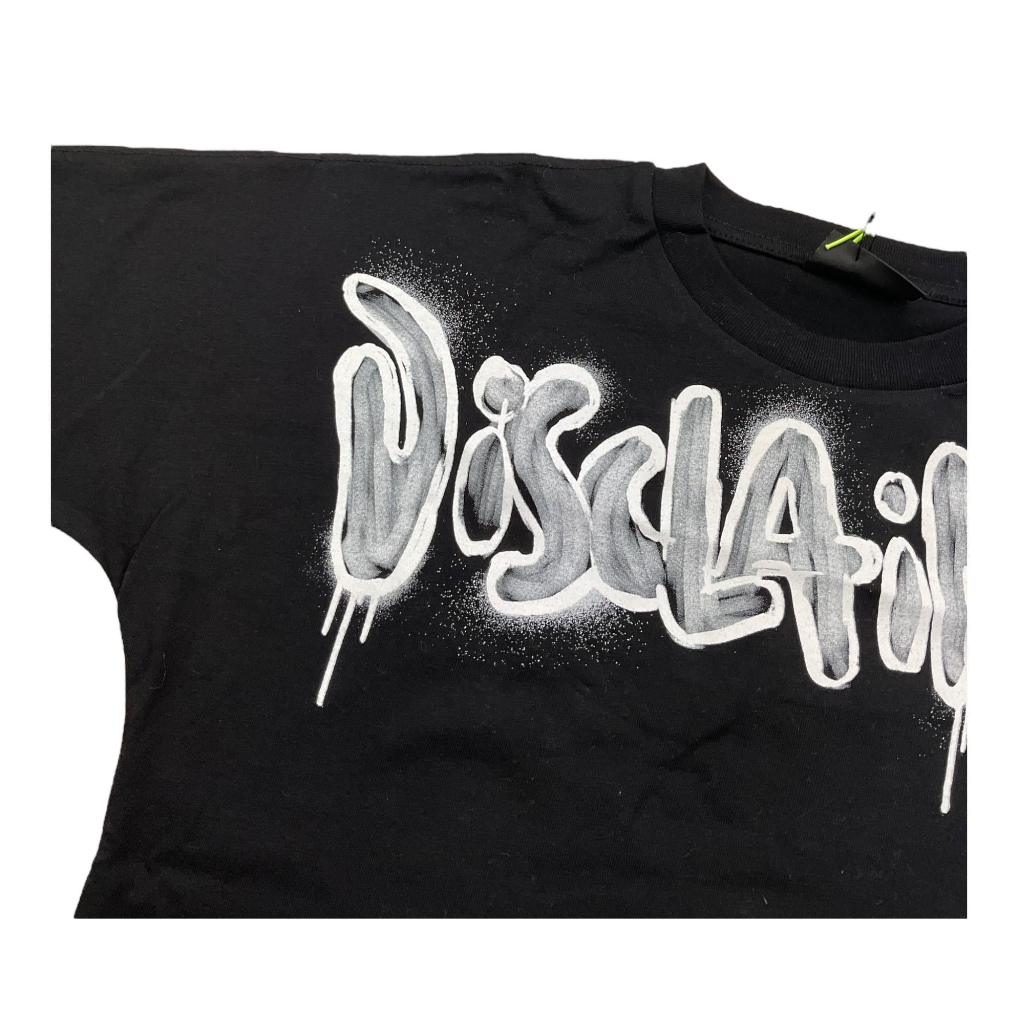 DISCLAIMER t-shirt girocollo tinta unita con stampa in contrasto Nero per Bambino 24IDK58245 NERO DISCLAIMER